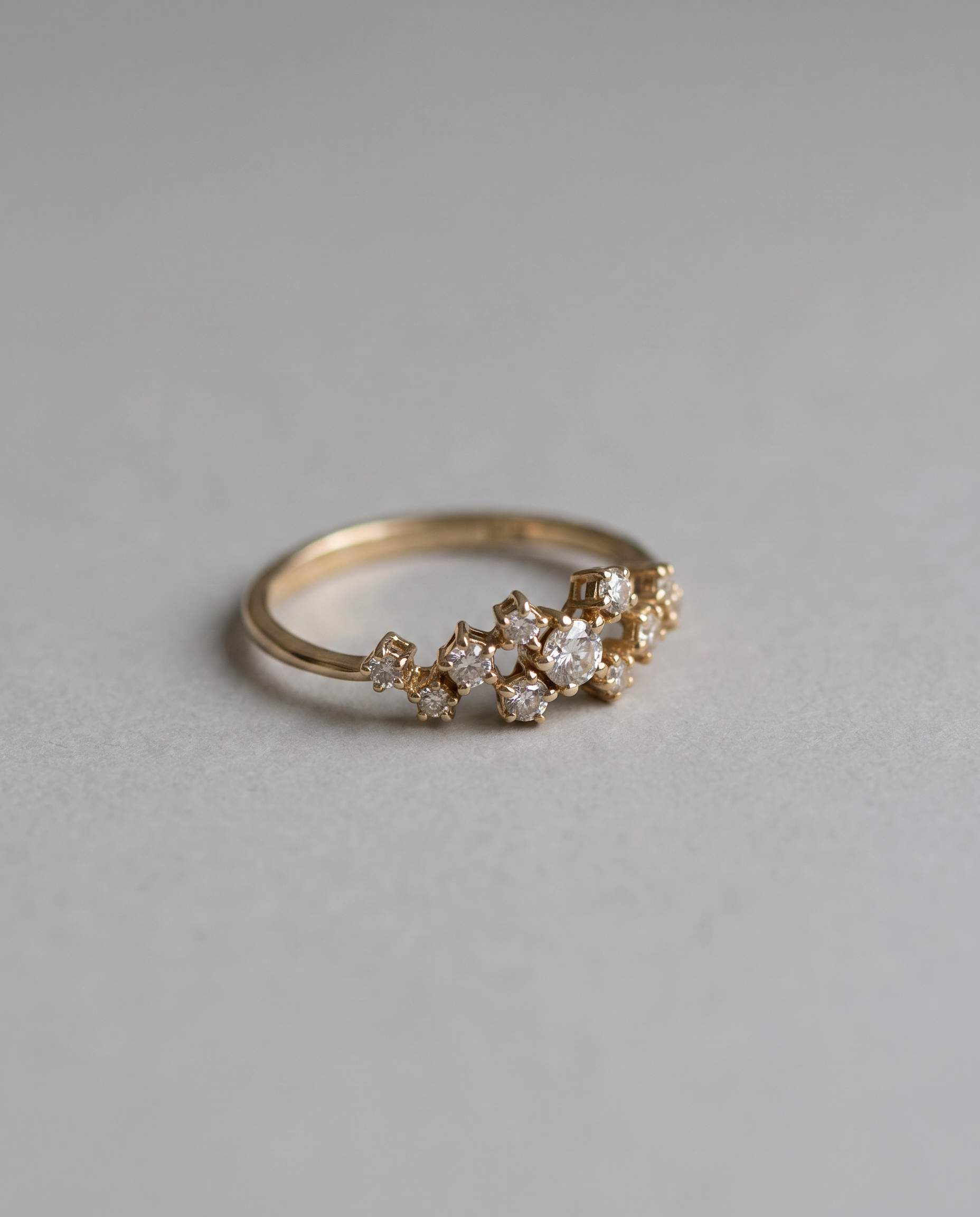 14k Gold Moissanite Cluster Ring - Size 6