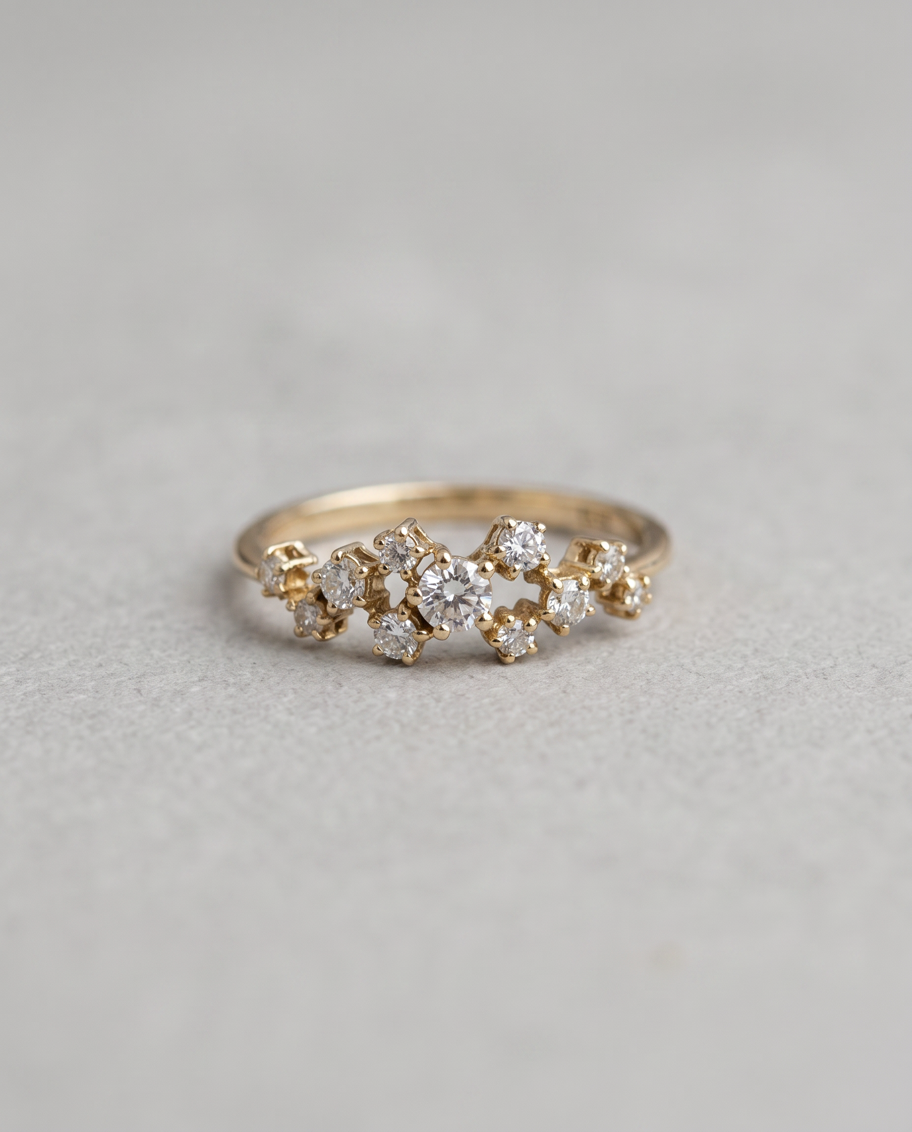 14k Gold Moissanite Cluster Ring - Size 6