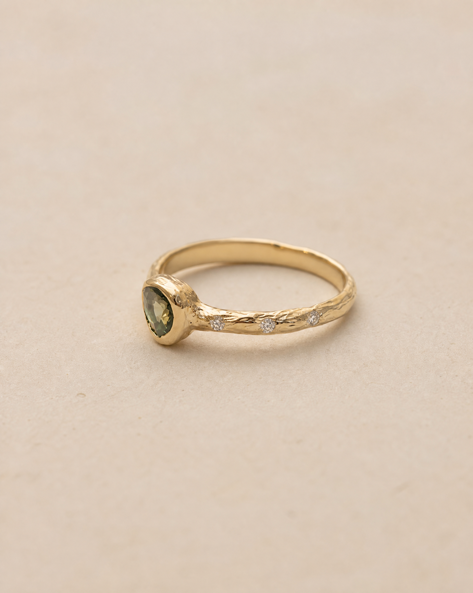 Celine 14K Gold Green Sapphire Ring