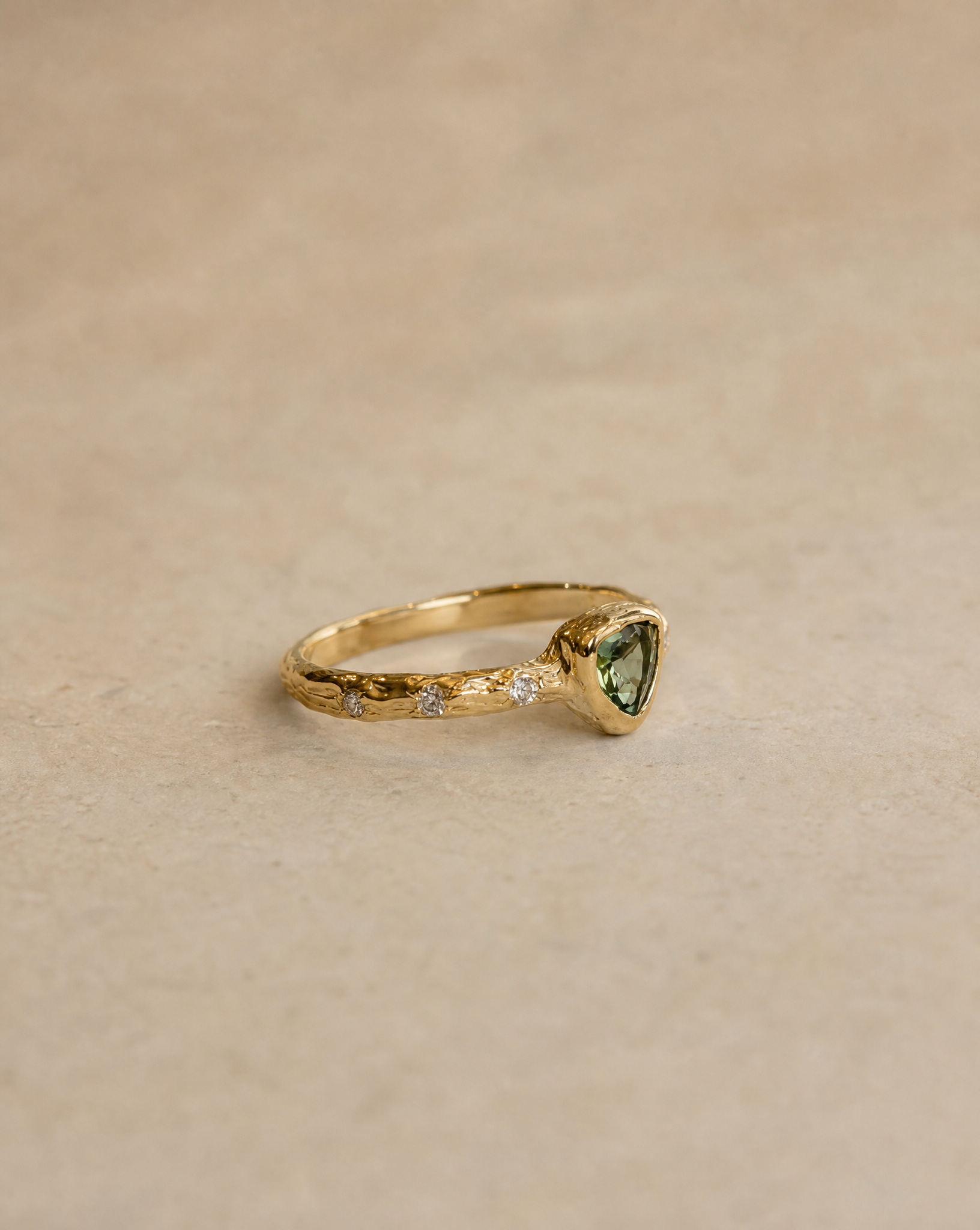 Celine 14K Gold Green Sapphire Ring