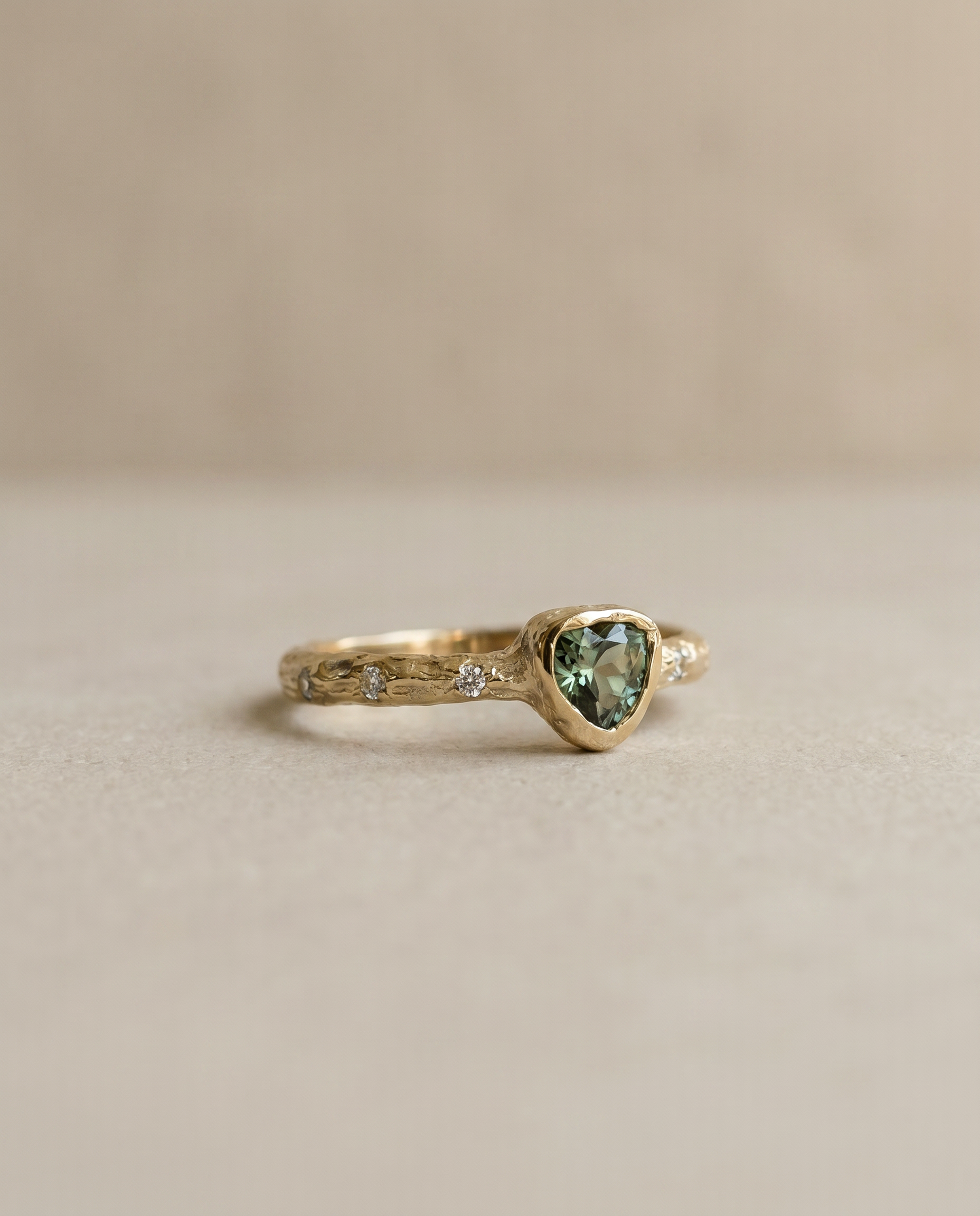 Celine 14K Gold Green Sapphire Ring