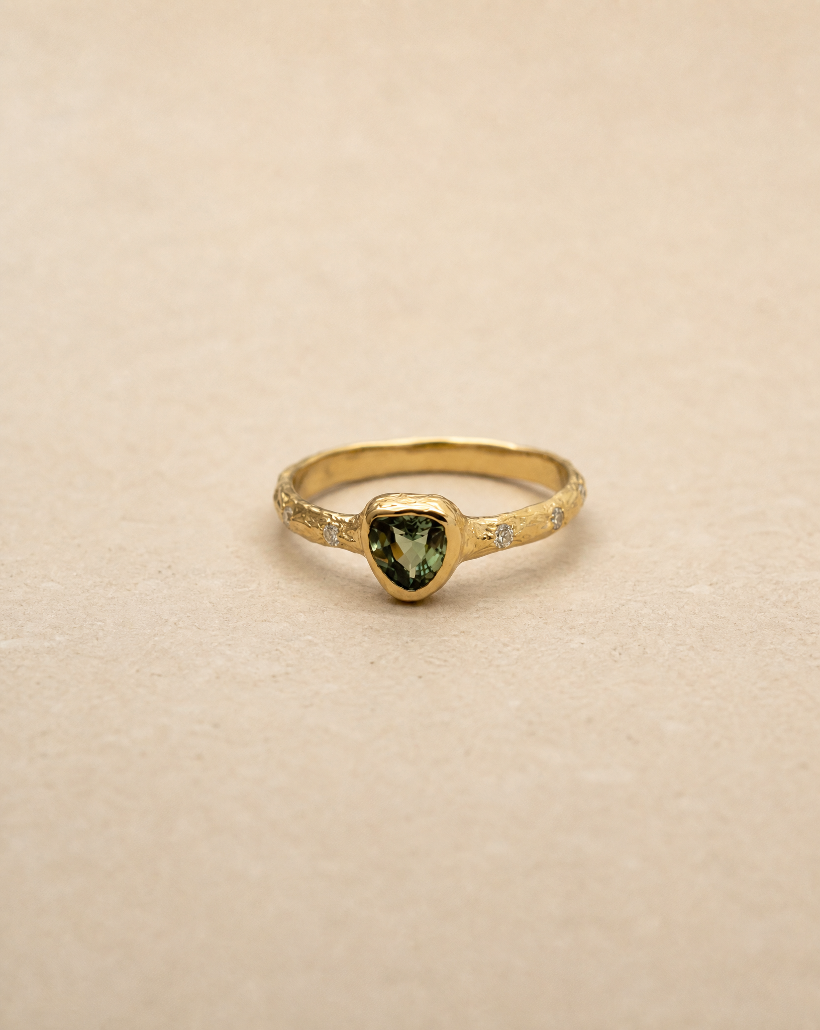Celine 14K Gold Green Sapphire Ring