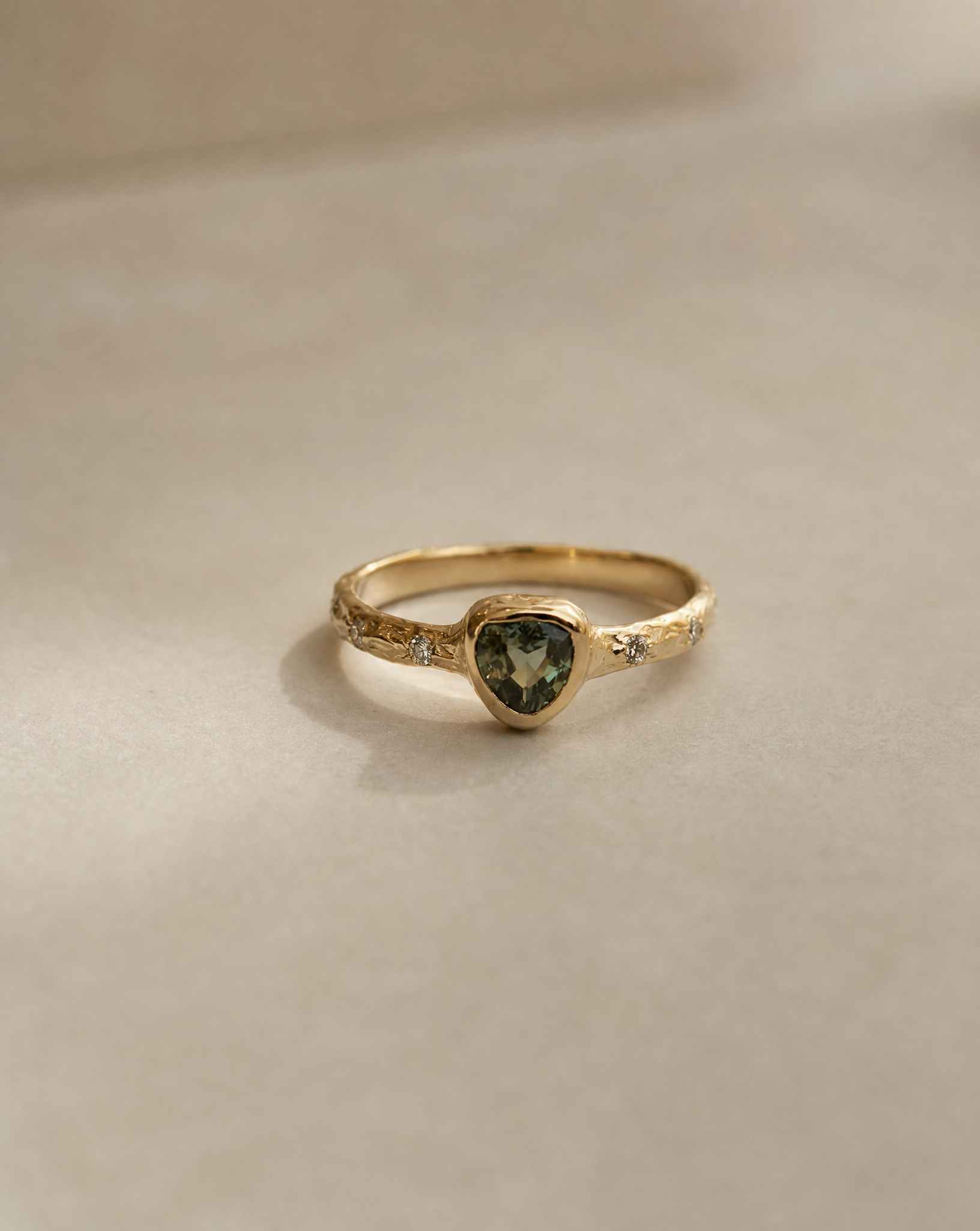 Celine 14K Gold Green Sapphire Ring