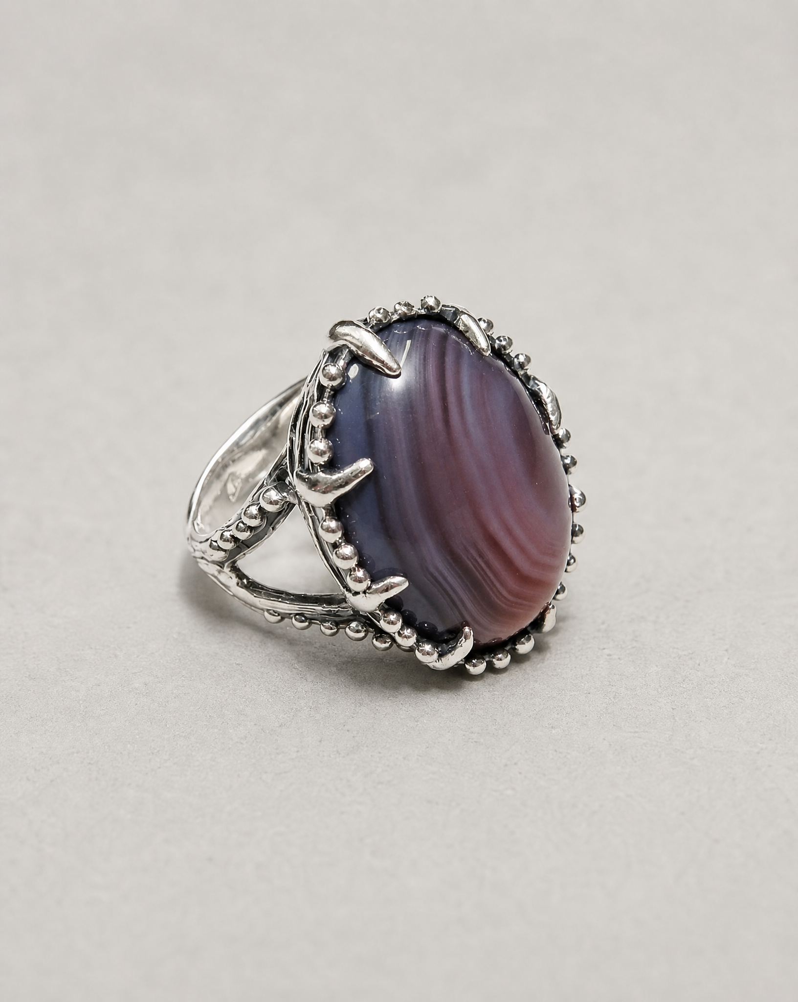 Marceline Sterling Silver Agate Ring - Size 8.5