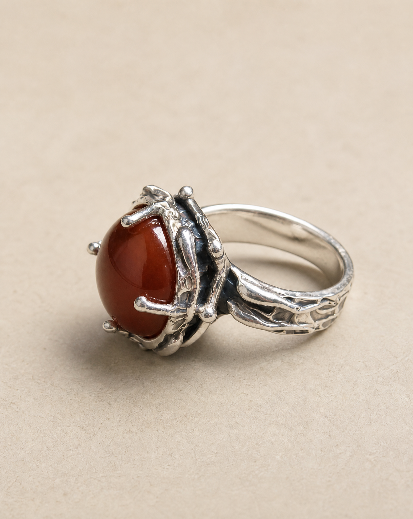 Patrice Sterling Silver Carnelian Ring - Size 6.5