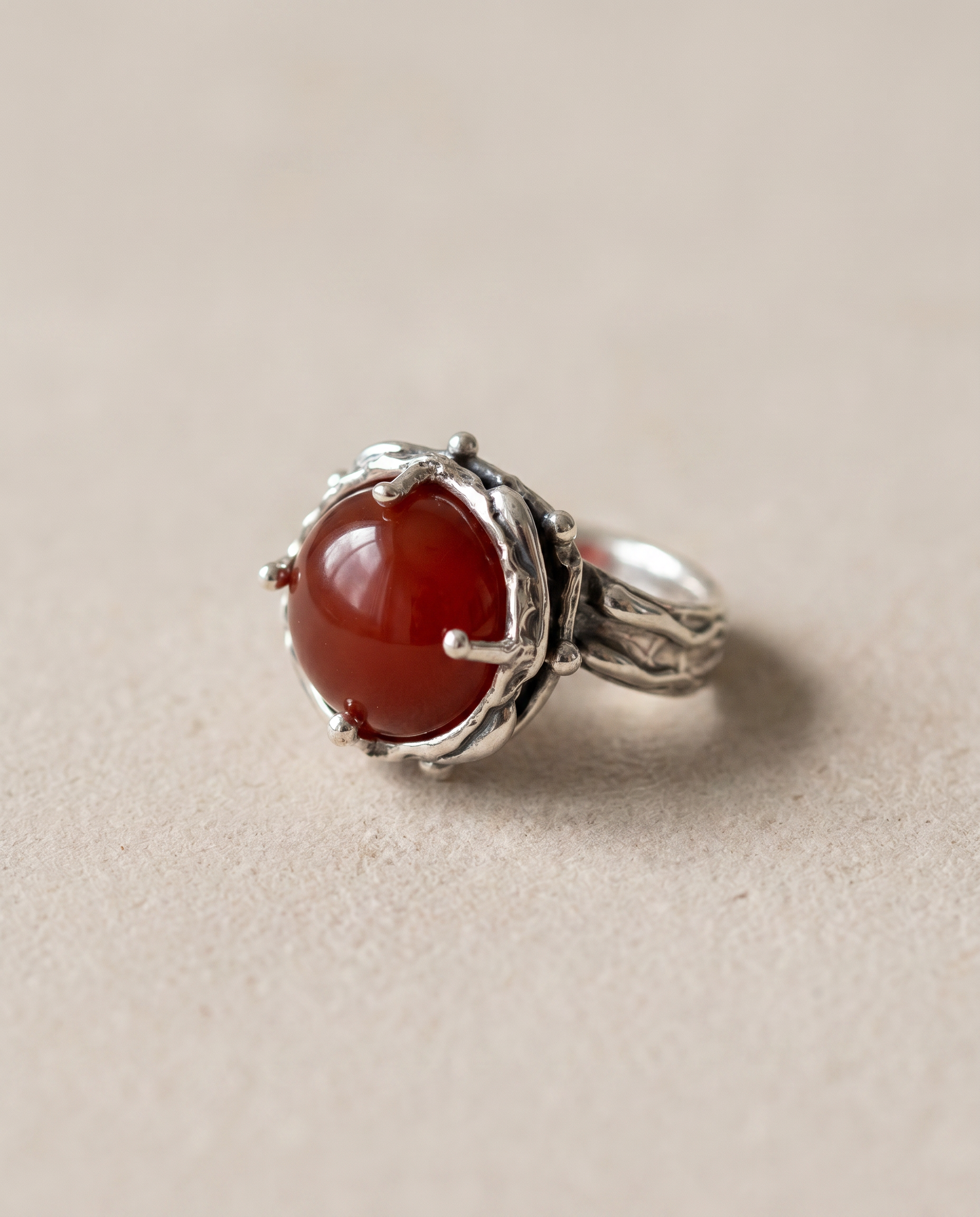 Patrice Sterling Silver Carnelian Ring - Size 6.5
