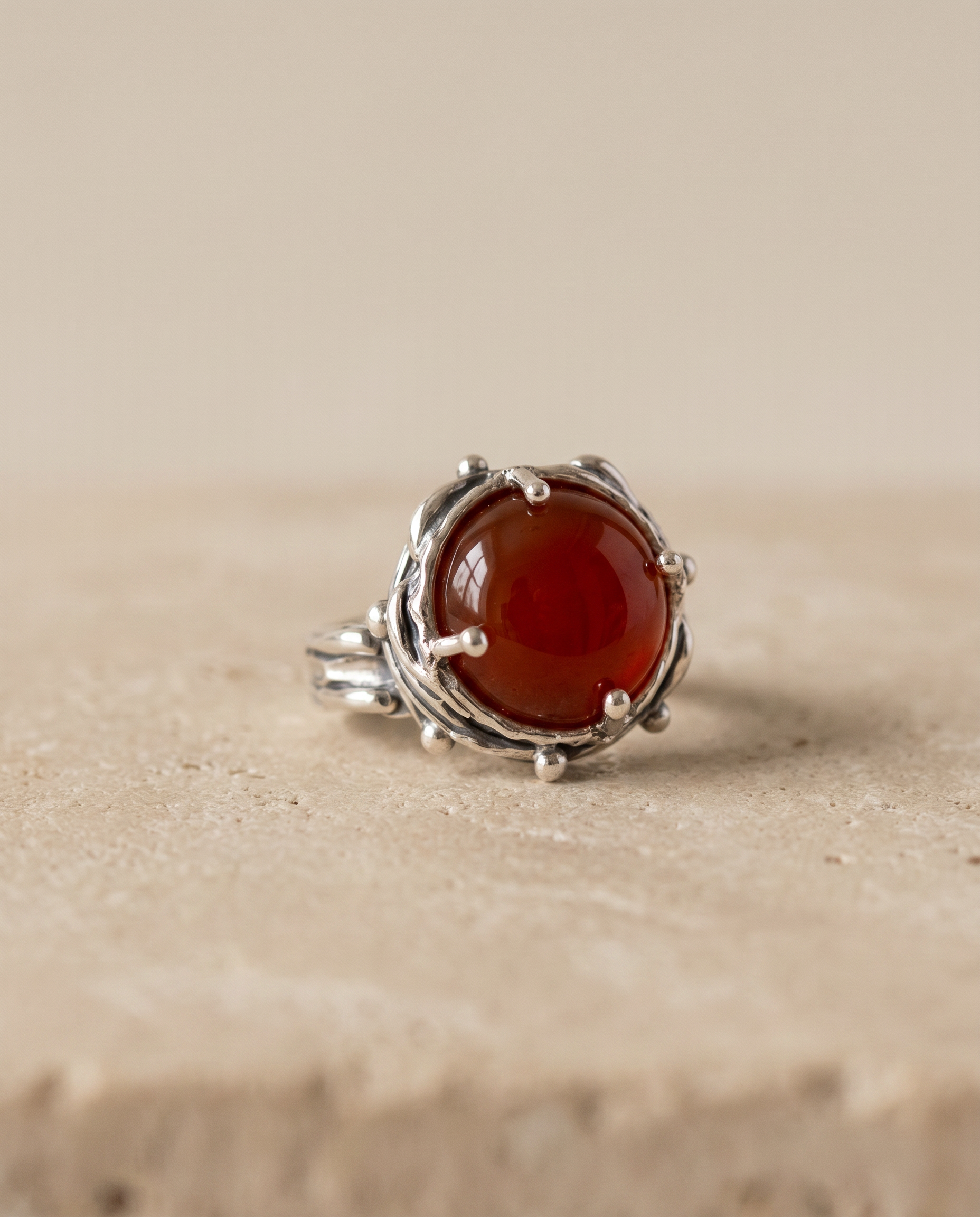 Patrice Sterling Silver Carnelian Ring - Size 6.5
