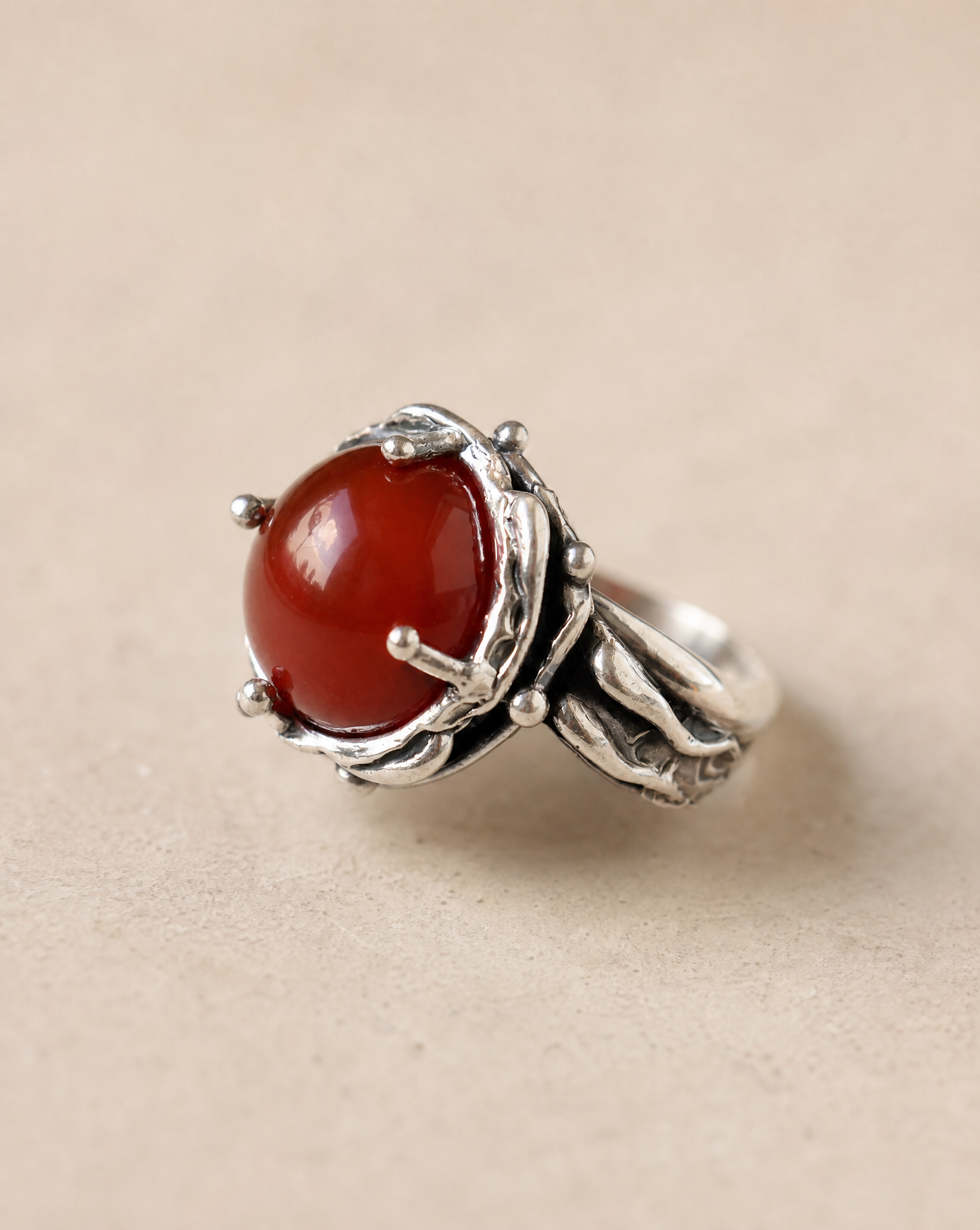 Patrice Sterling Silver Carnelian Ring - Size 6.5