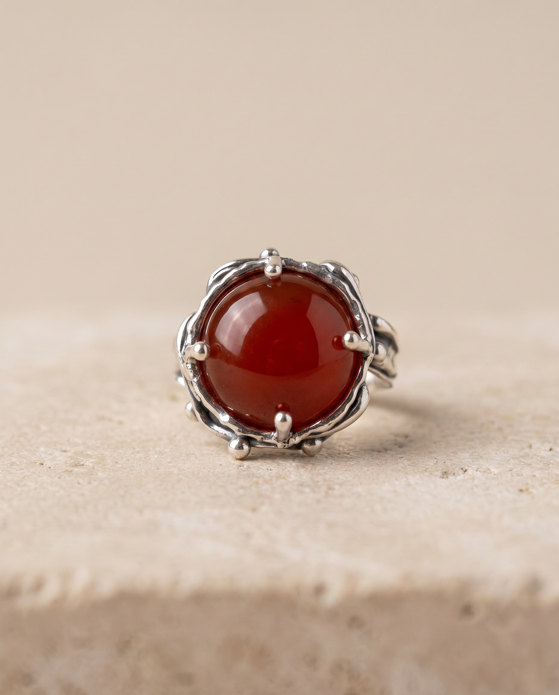 Patrice Sterling Silver Carnelian Ring - Size 6.5