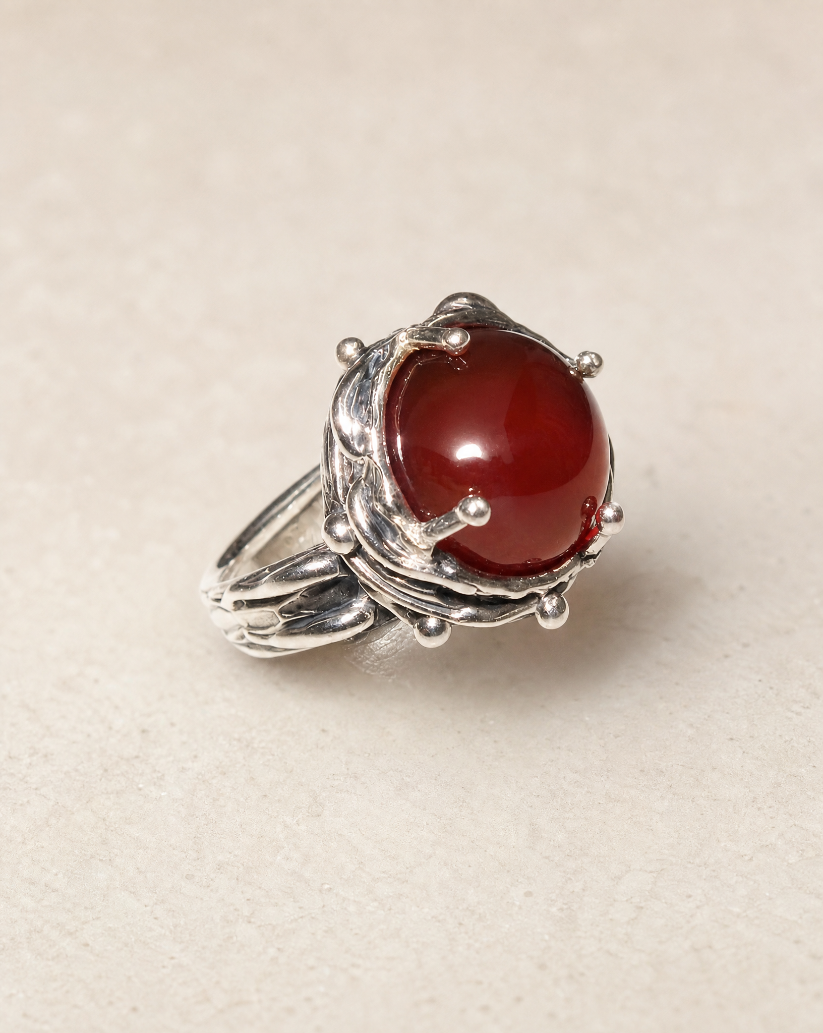 Patrice Sterling Silver Carnelian Ring - Size 6.5