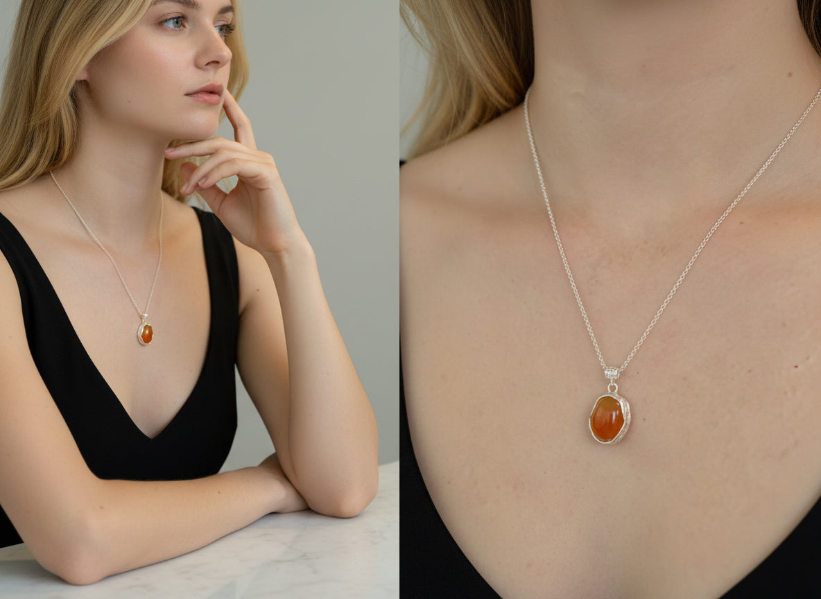 Solar Ember – Silver Carnelian Pendant