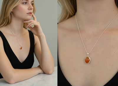 Solar Ember – Silver Carnelian Pendant