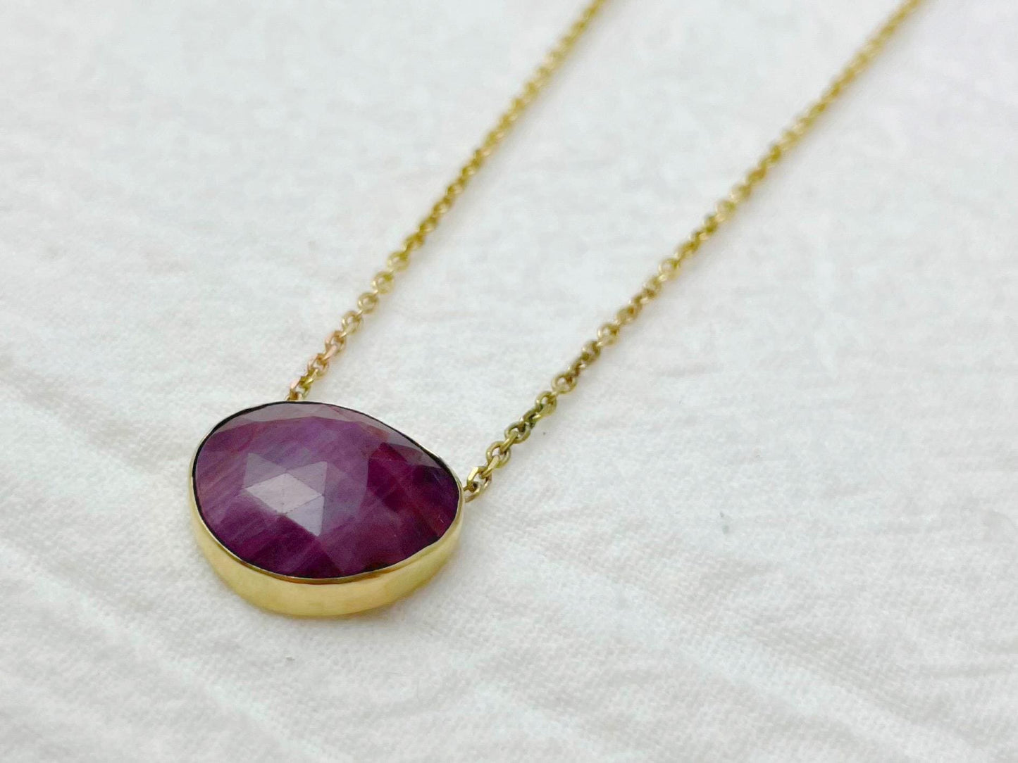 Crimson 14K Gold Ruby Pendant Necklace