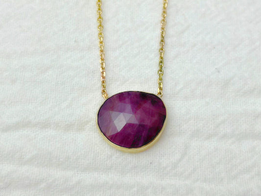 Crimson 14K Gold Ruby Pendant Necklace
