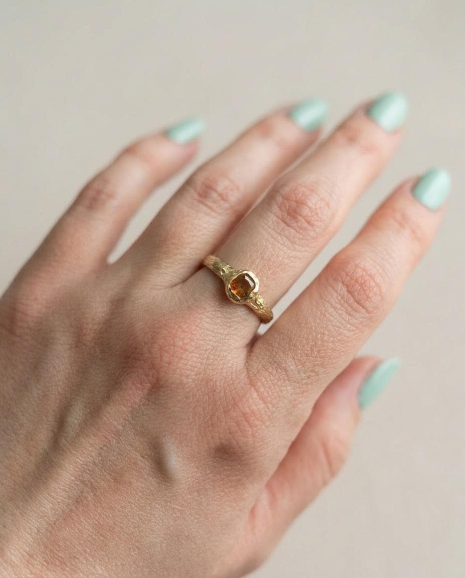 Roxane 10K Gold Peach Diamond Ring