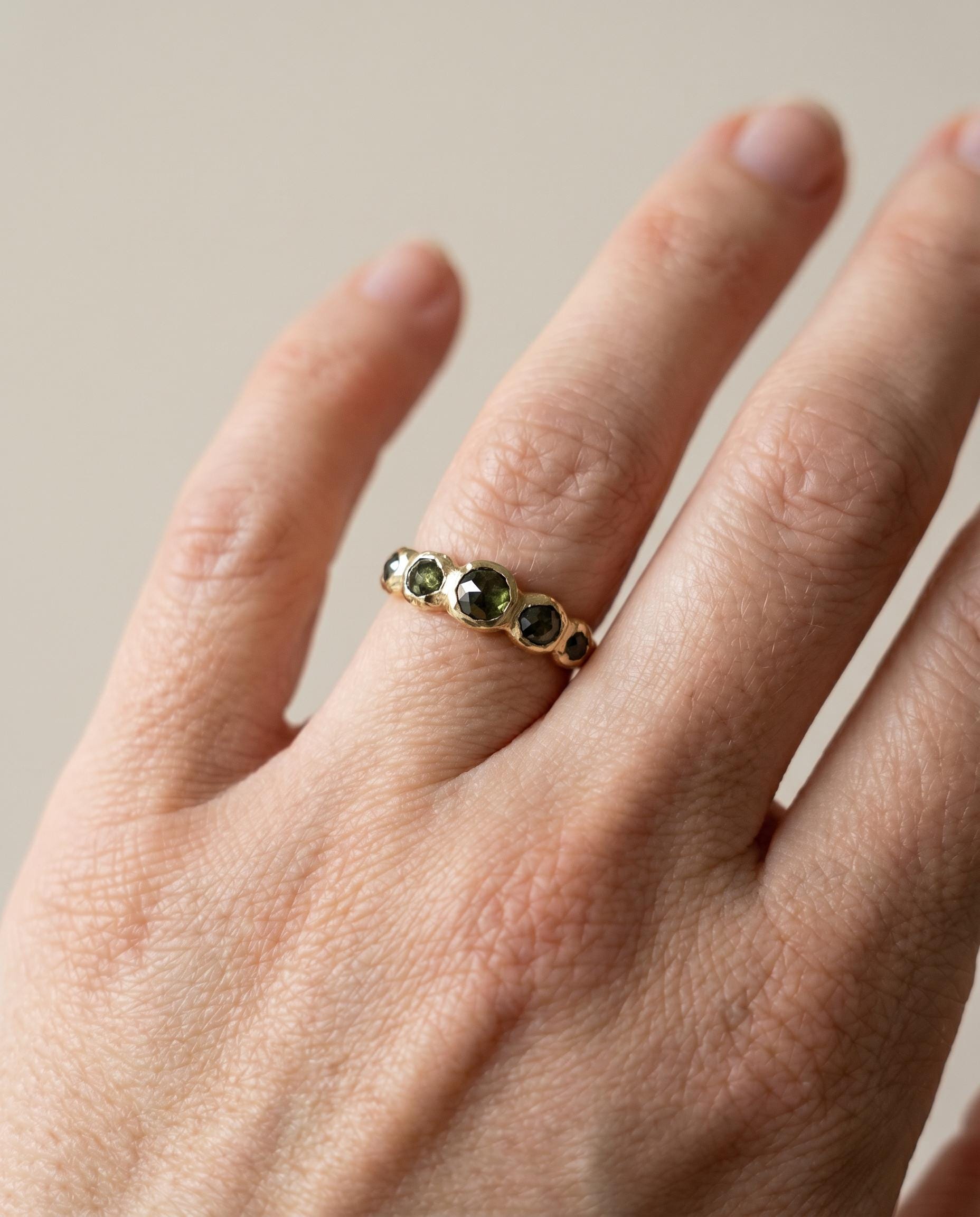 Vivienne 10K Gold Green Diamonds Ring