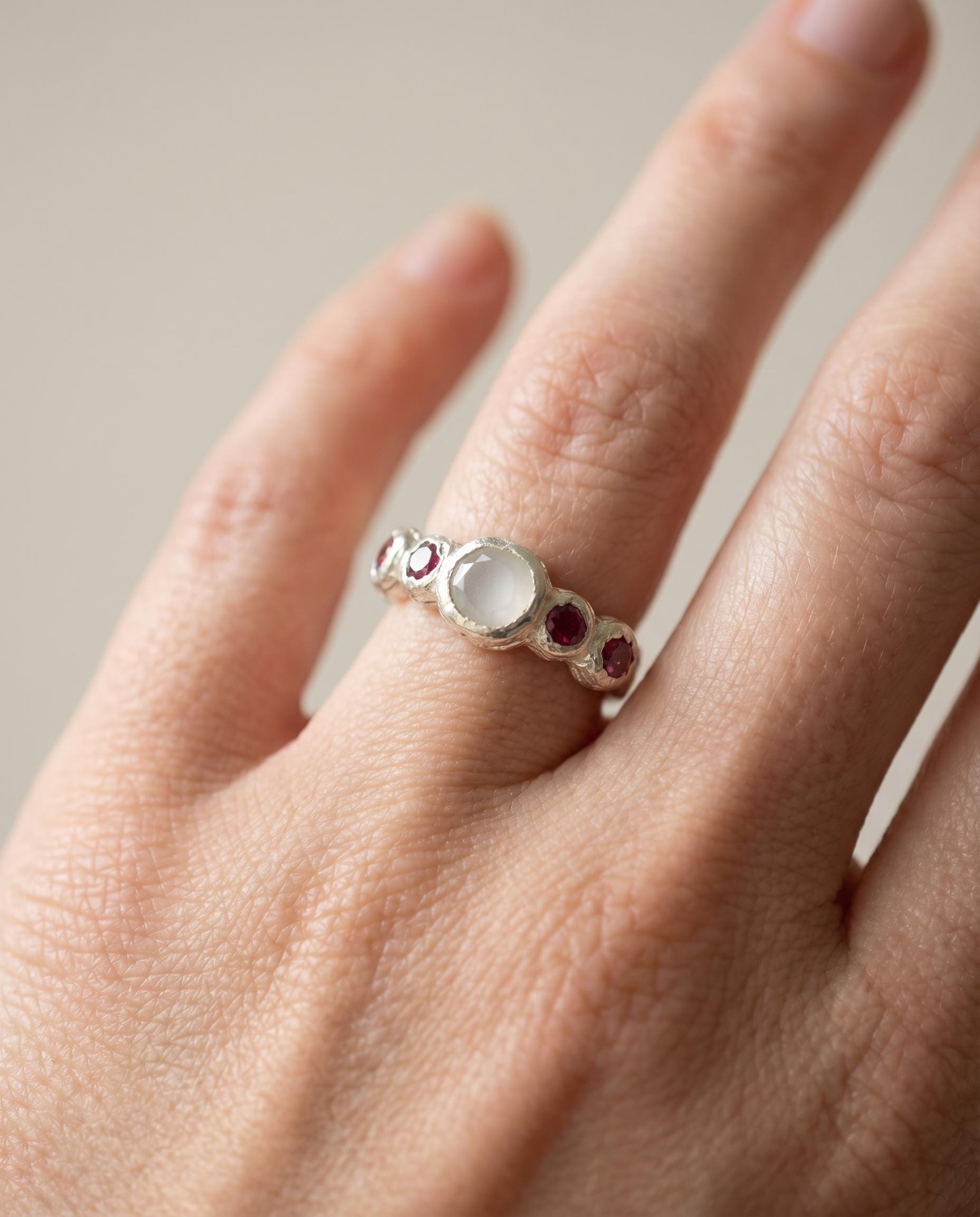 Patrice Moonstone & Tourmaline Sterling Silver Ring
