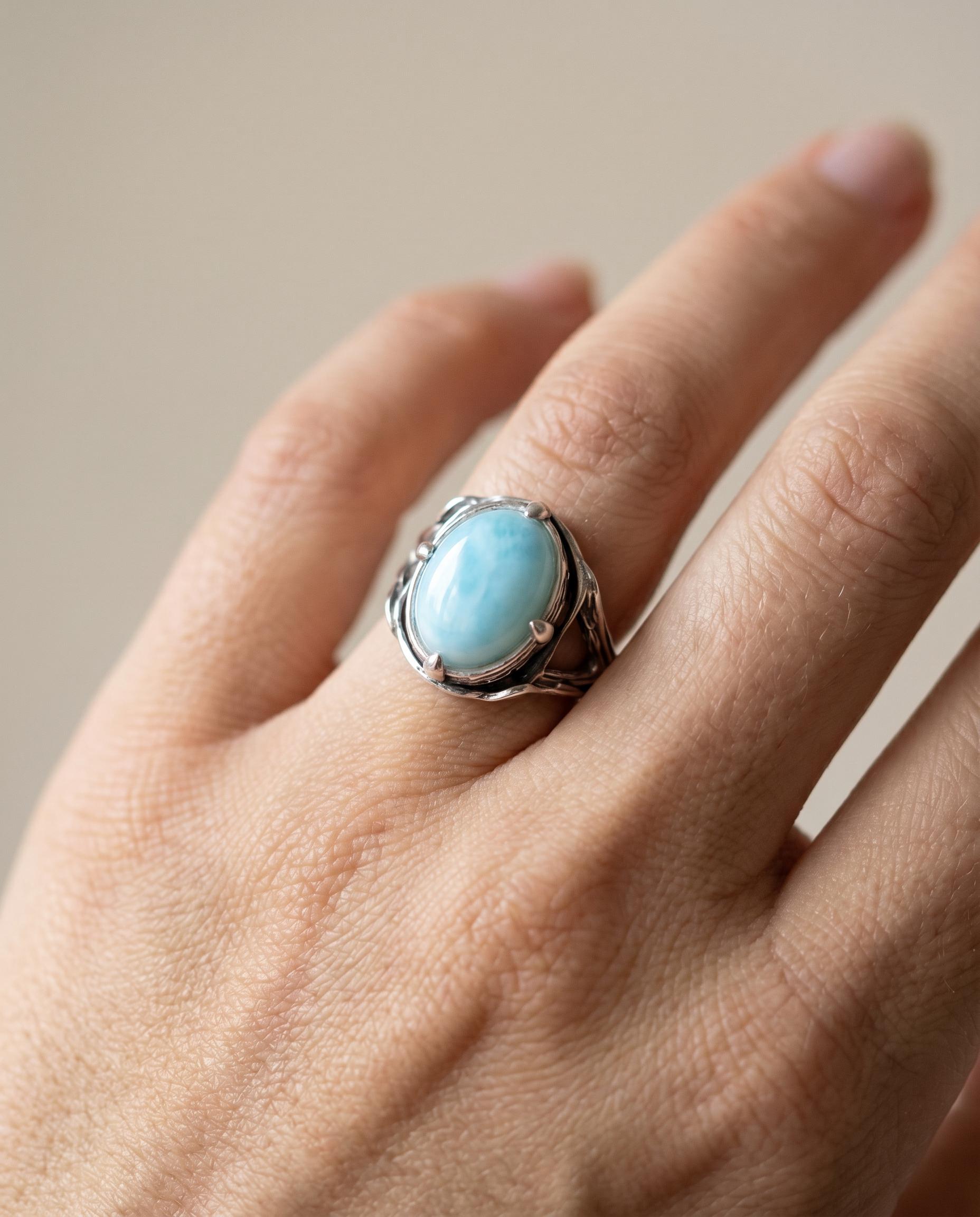 Dominique Sterling Silver Blue Opal Ring