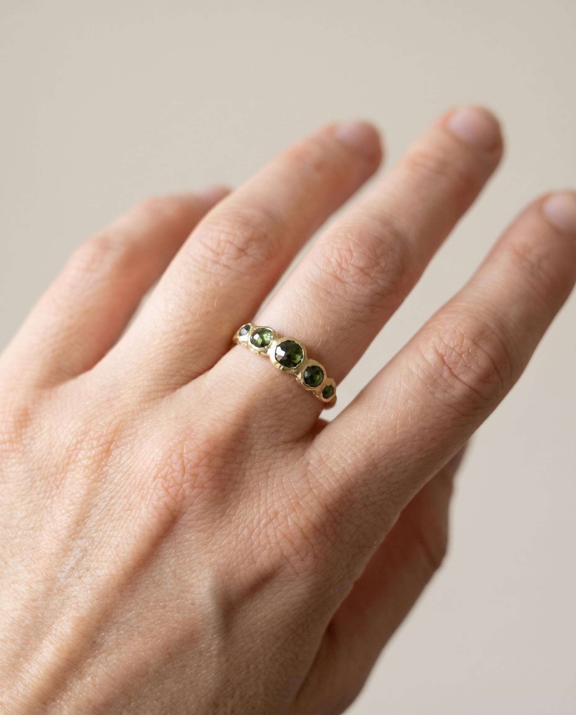 Vivienne 10K Gold Green Diamonds Ring