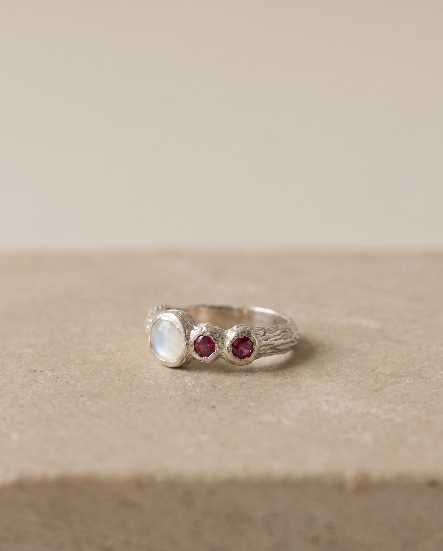 Patrice Moonstone & Tourmaline Sterling Silver Ring