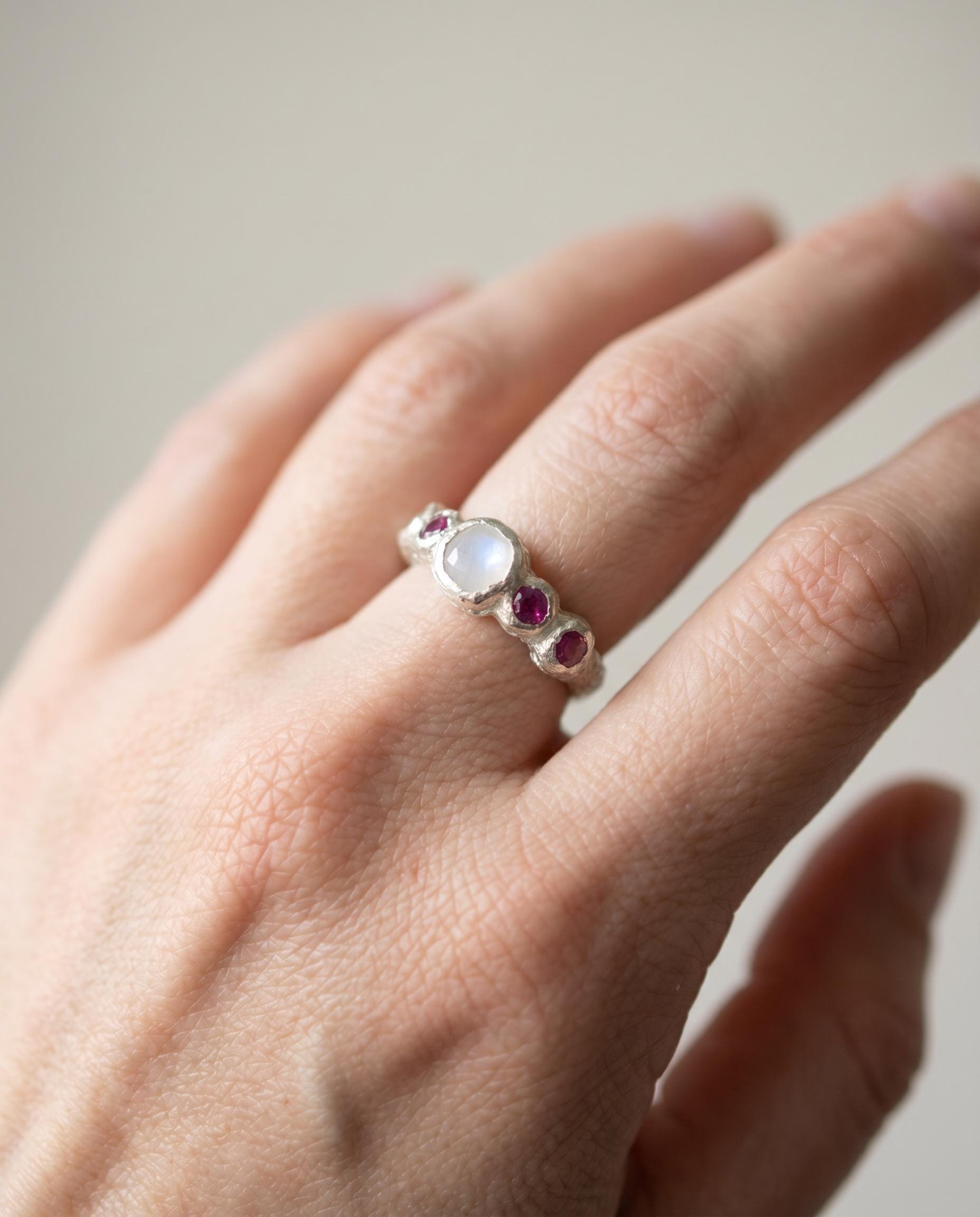 Patrice Moonstone & Tourmaline Sterling Silver Ring