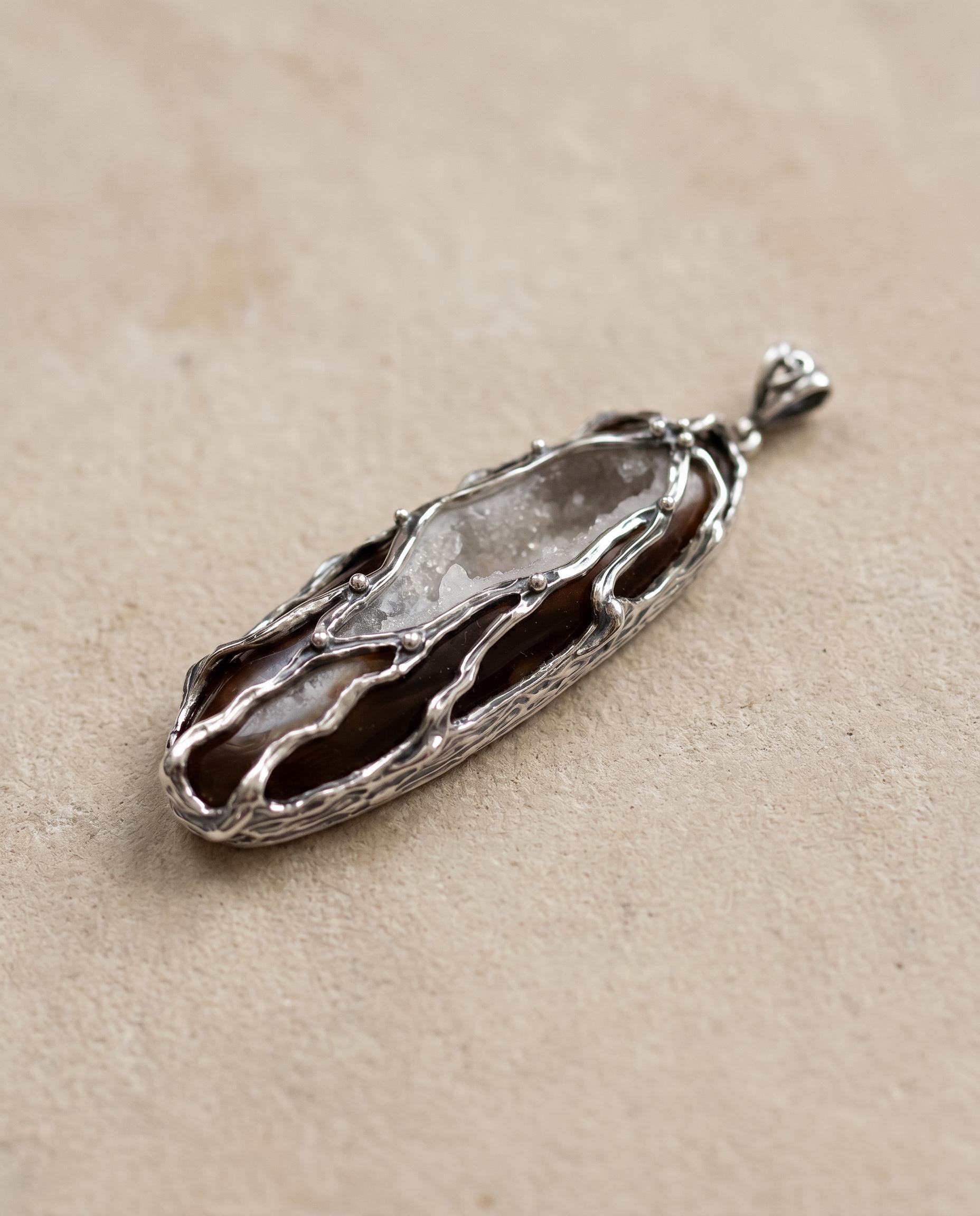 Mallory Sterling Silver Druzy Agate Pendant