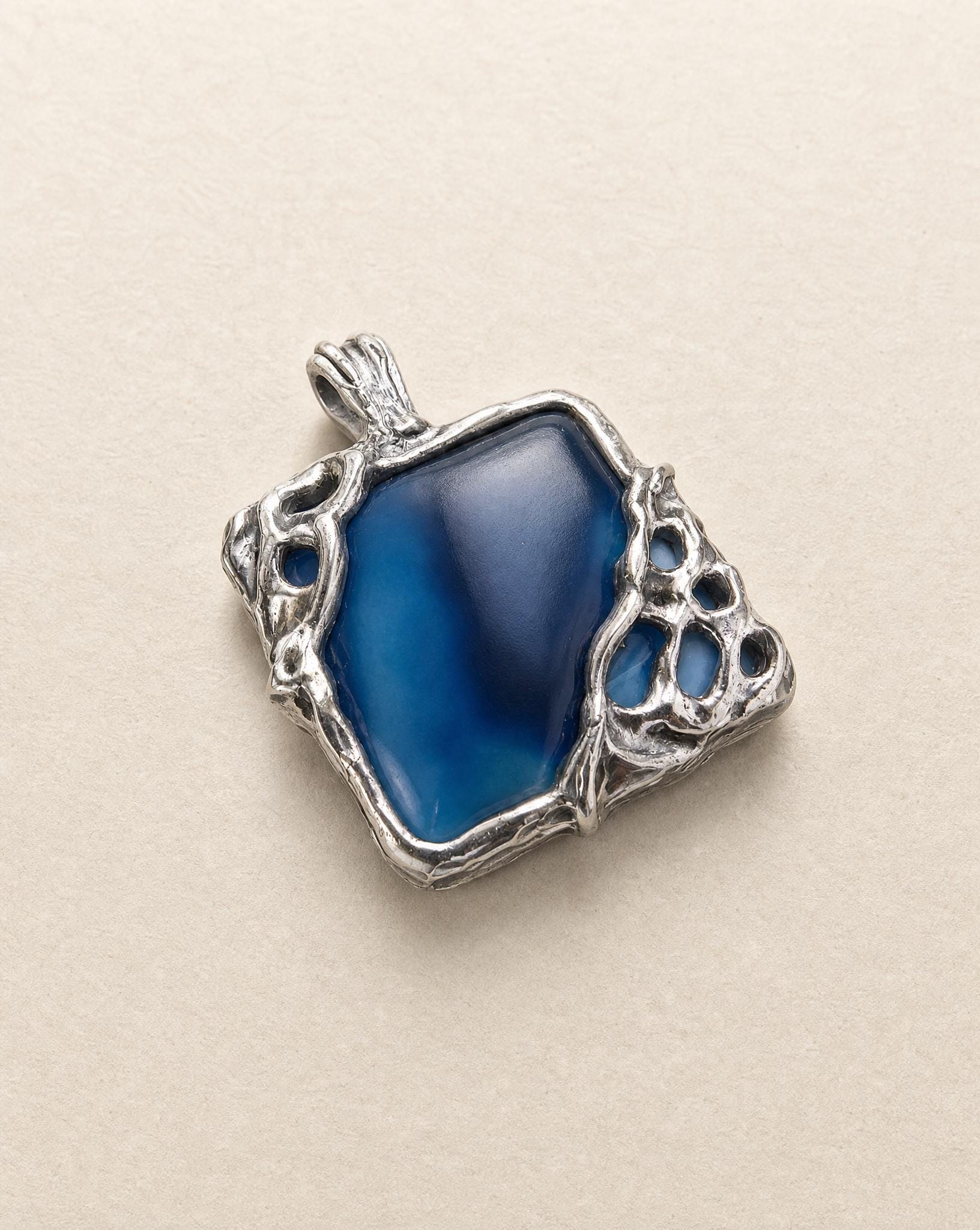 Monique Sterling Silver Blue Agate Pendant