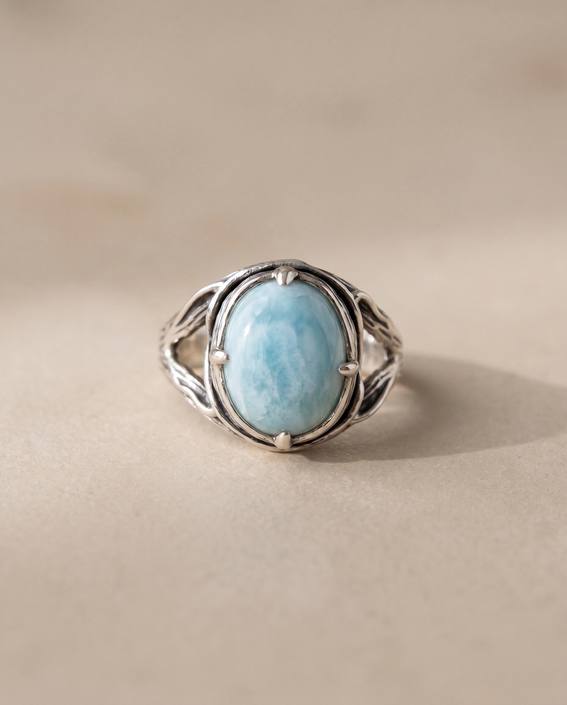 Dominique Sterling Silver Blue Opal Ring