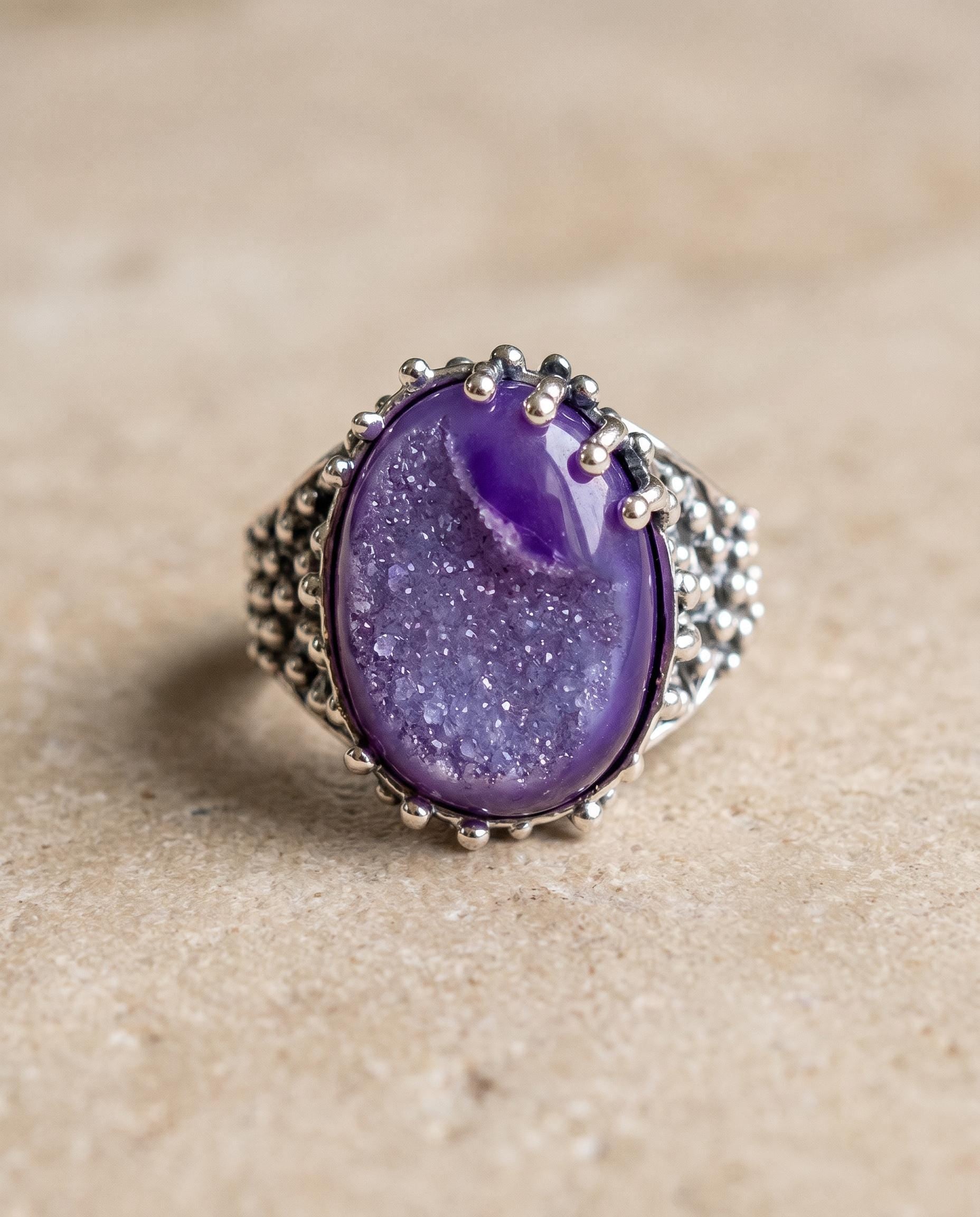 Mireille Sterling Silver Druzy Agate Ring