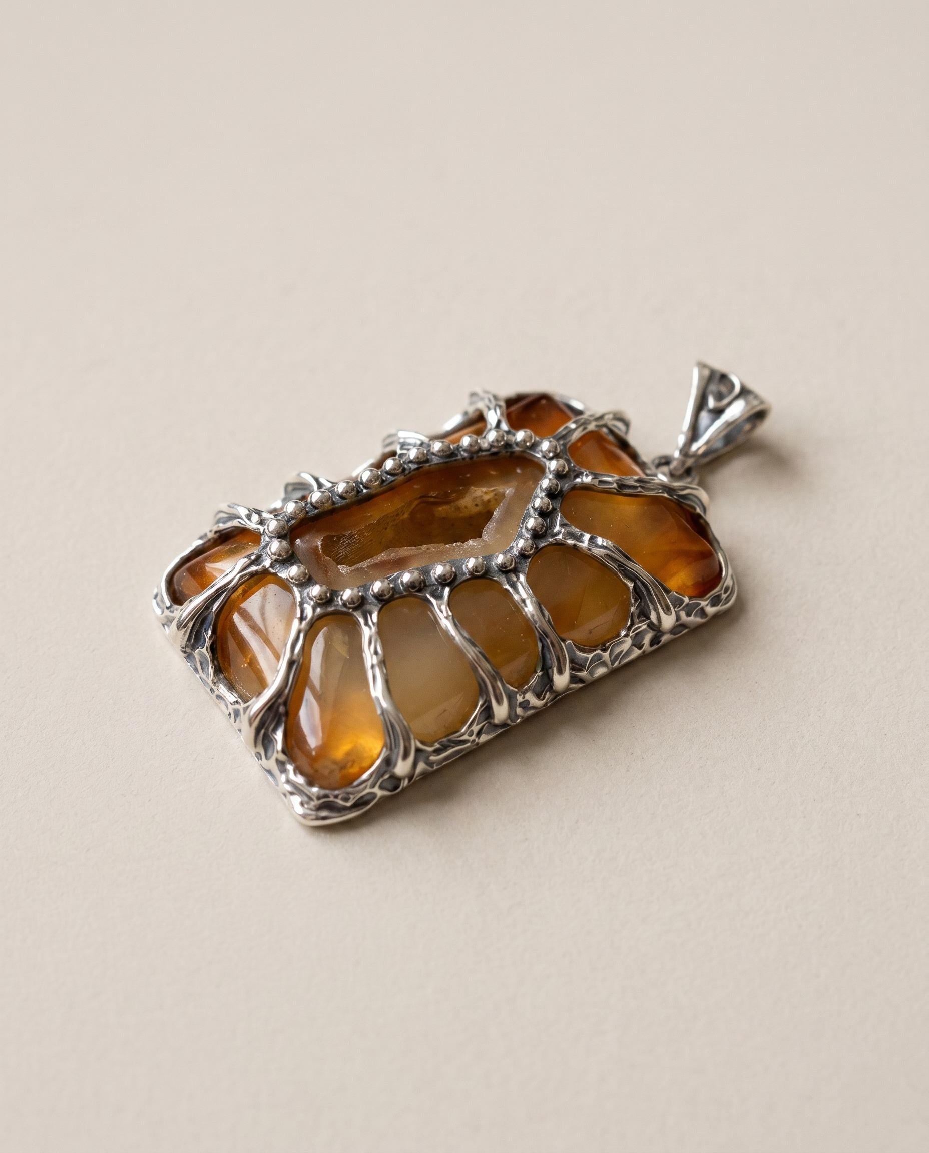 Aurelie Sterling Silver Druzy Agate Pendant