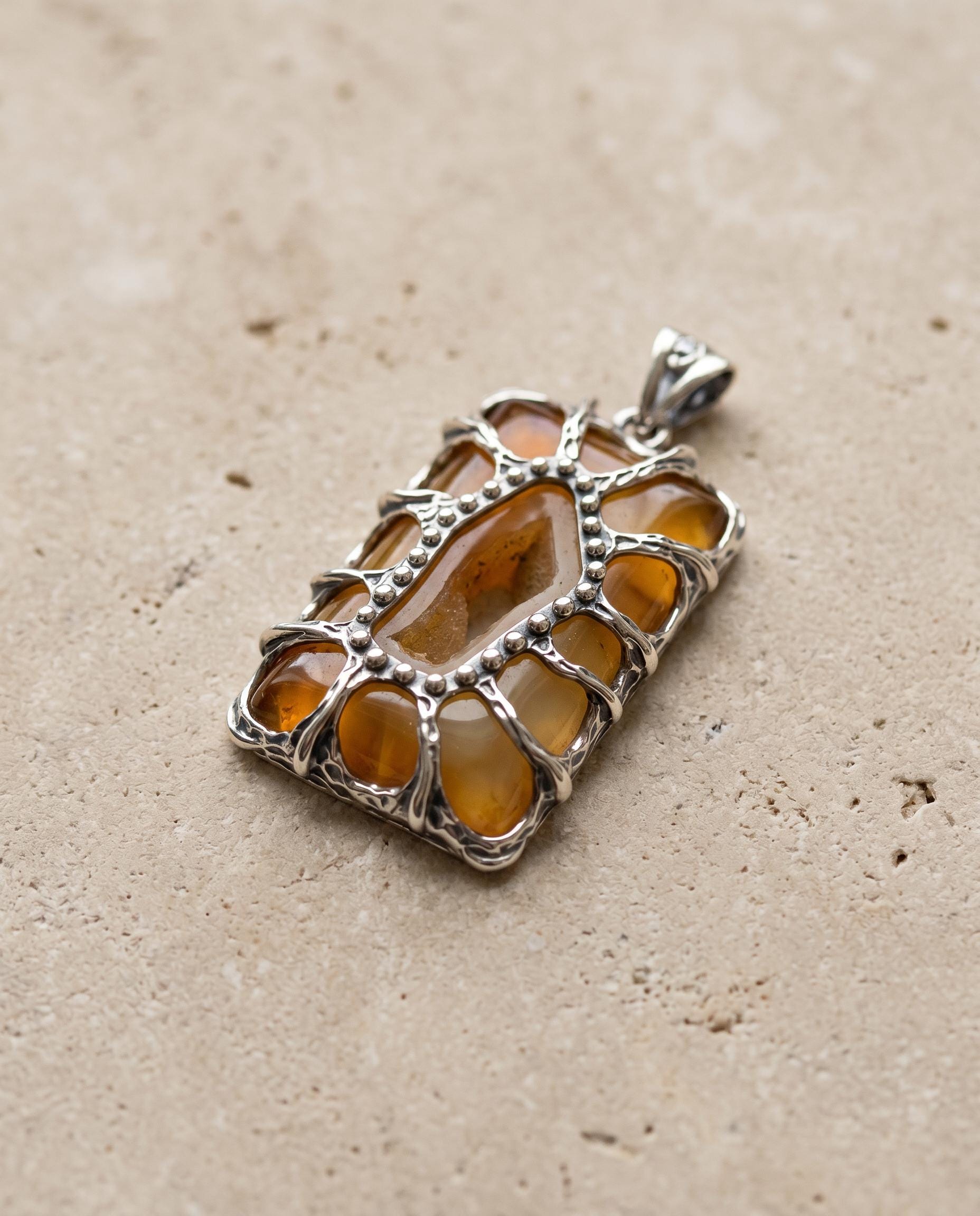 Aurelie Sterling Silver Druzy Agate Pendant