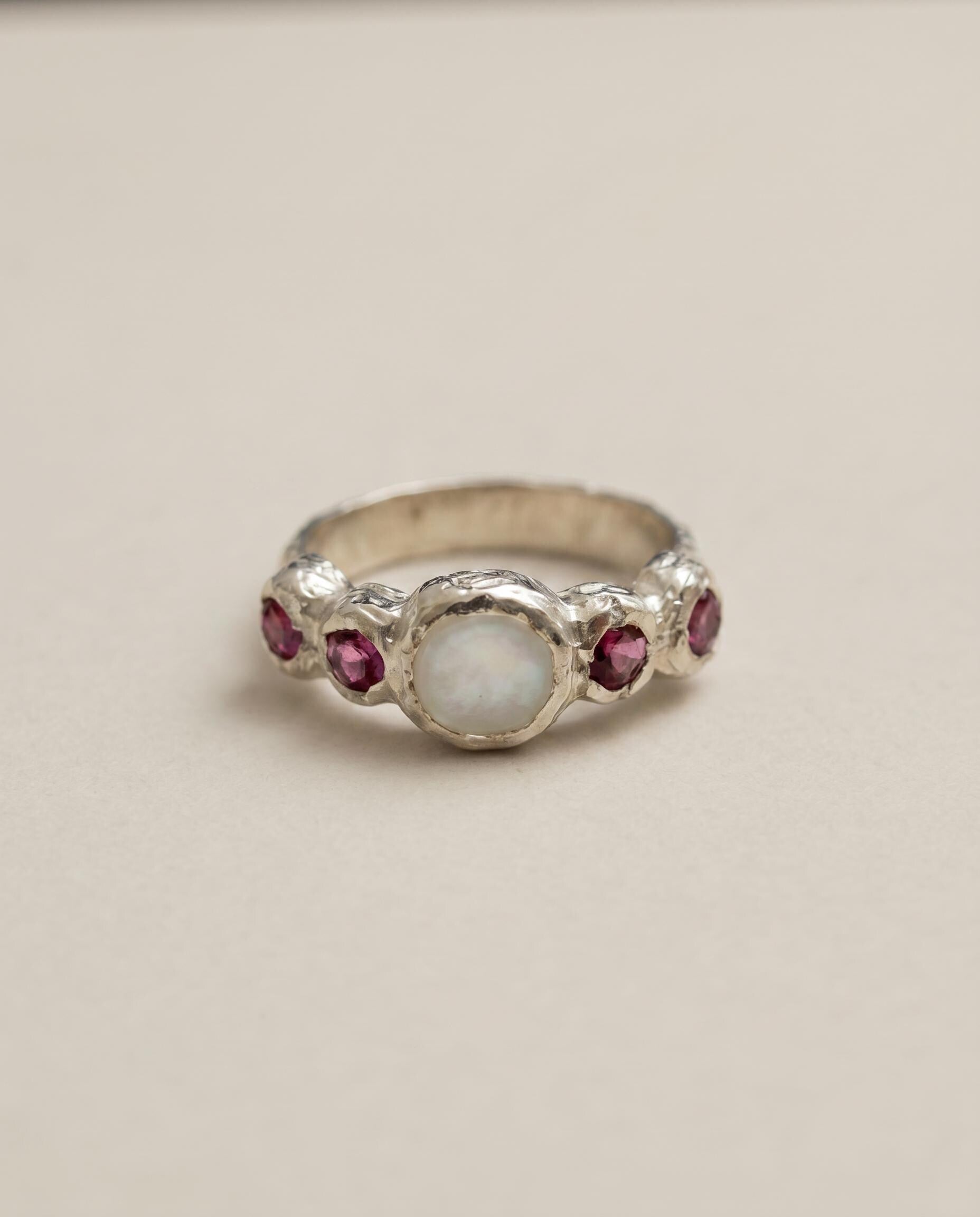 Patrice Moonstone & Tourmaline Sterling Silver Ring
