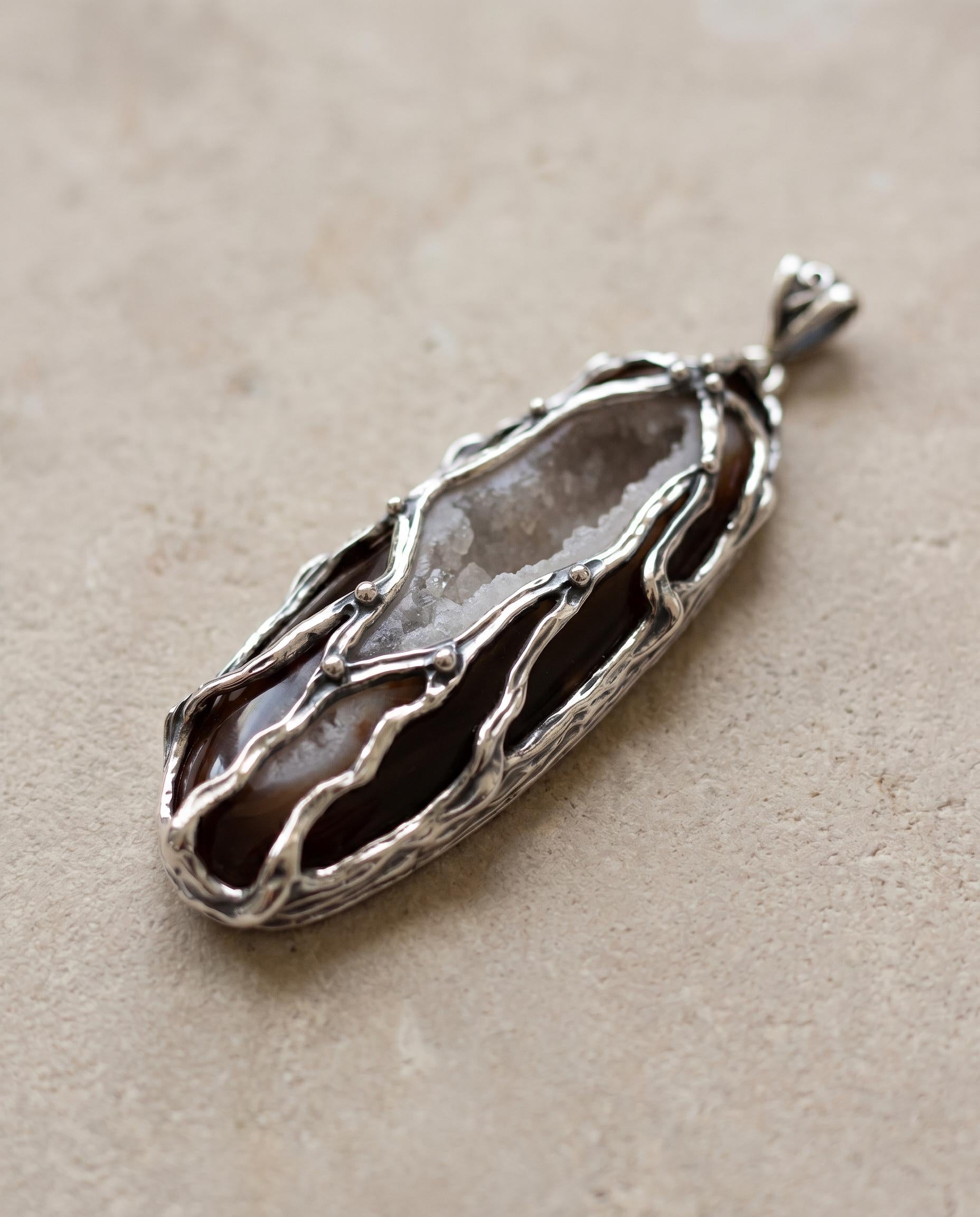 Mallory Sterling Silver Druzy Agate Pendant