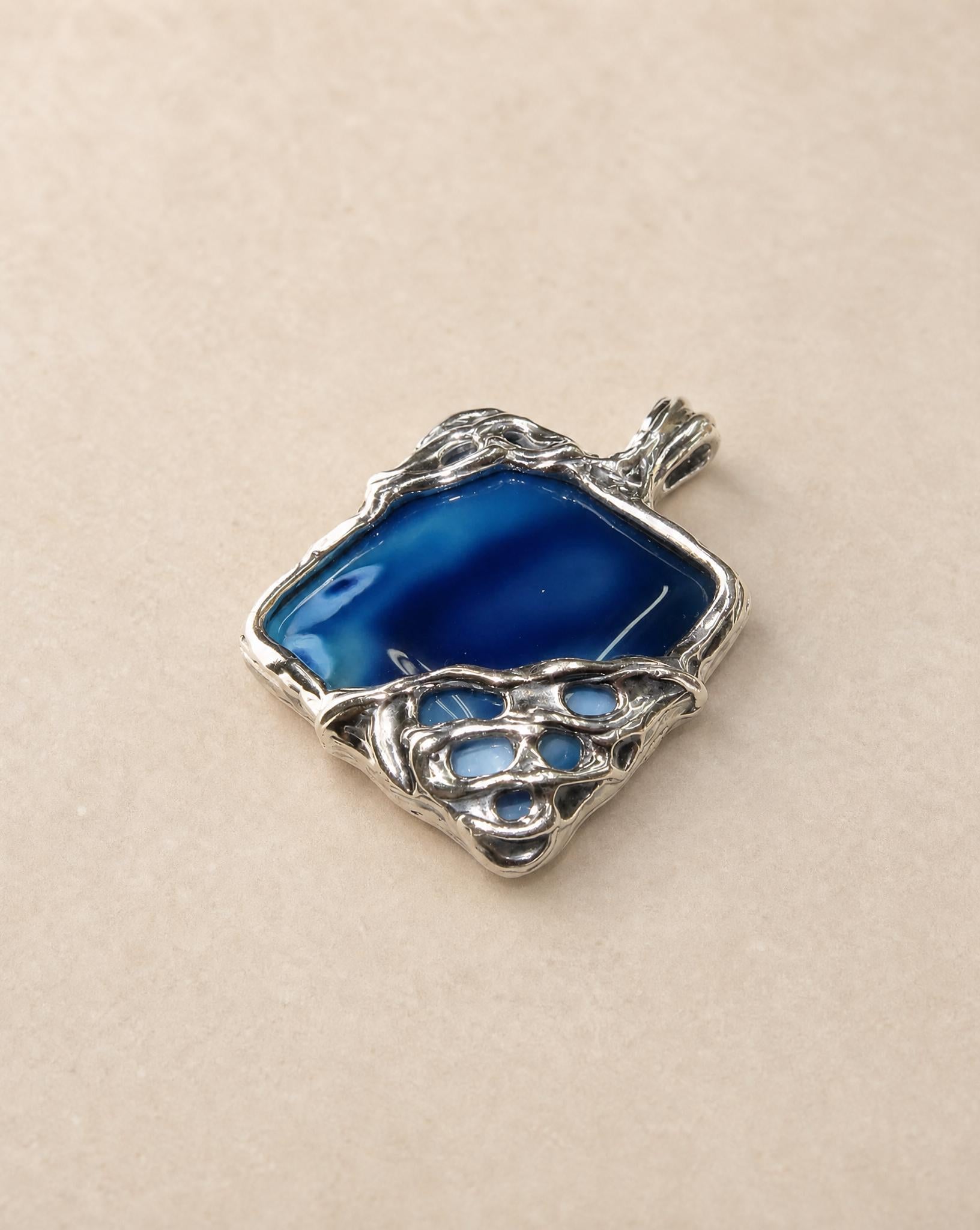 Monique Sterling Silver Blue Agate Pendant