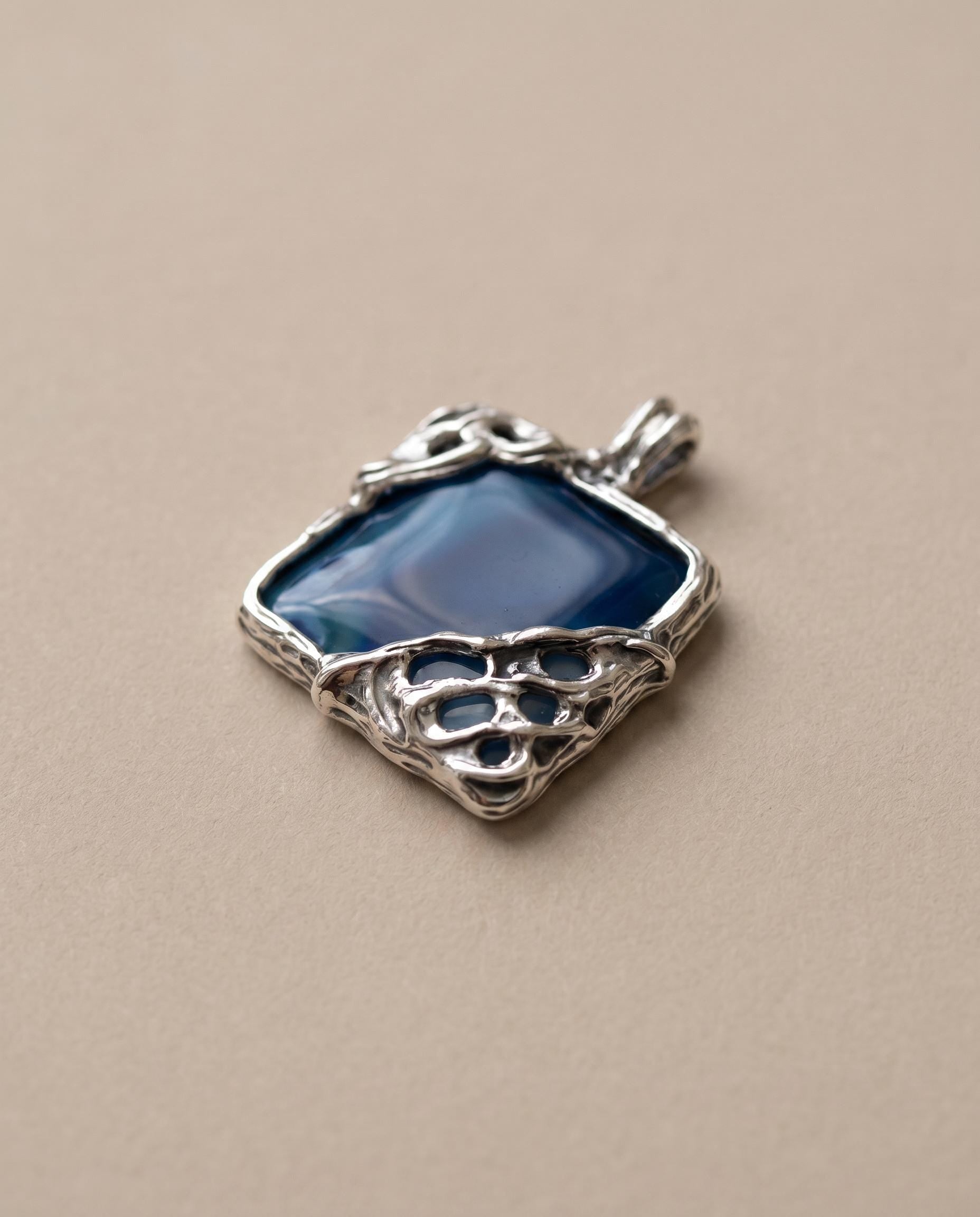 Monique Sterling Silver Blue Agate Pendant
