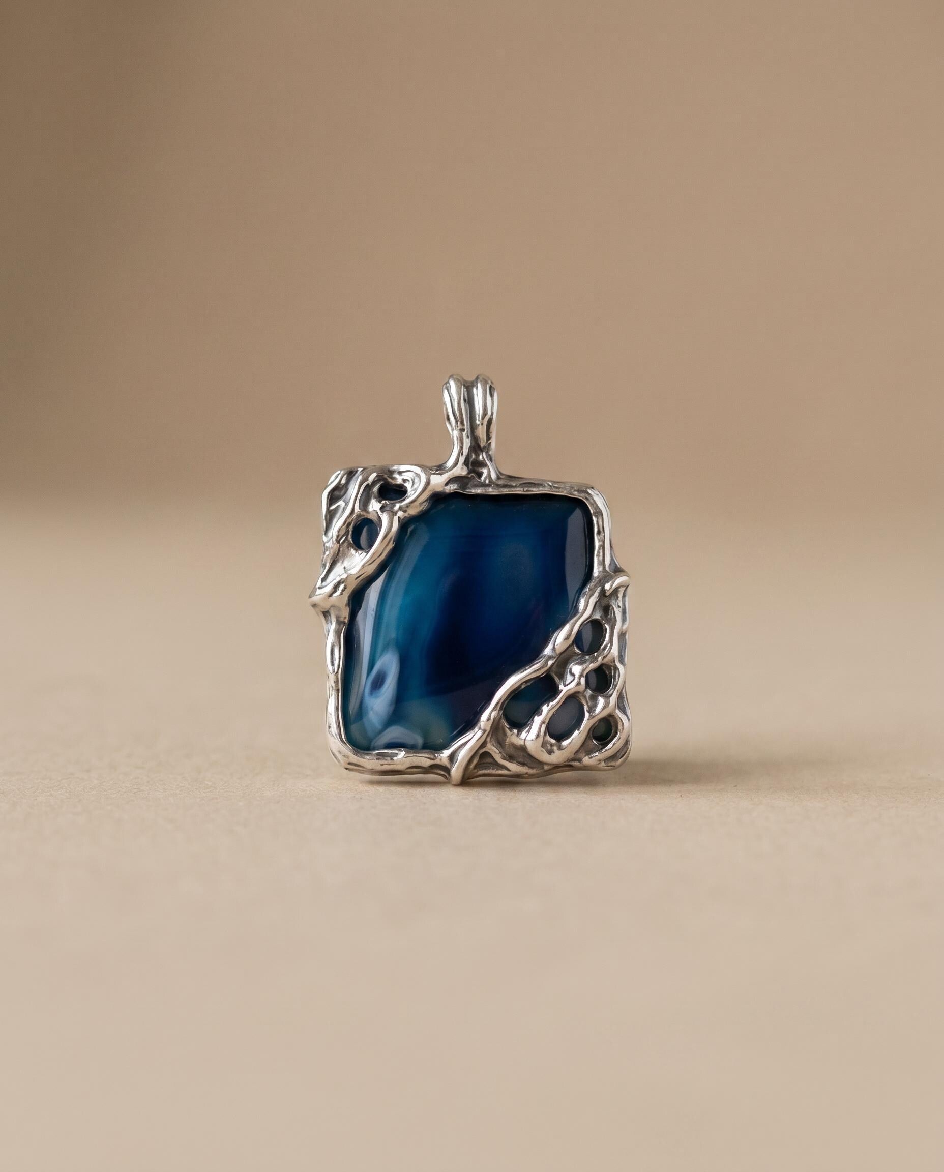 Monique Sterling Silver Blue Agate Pendant