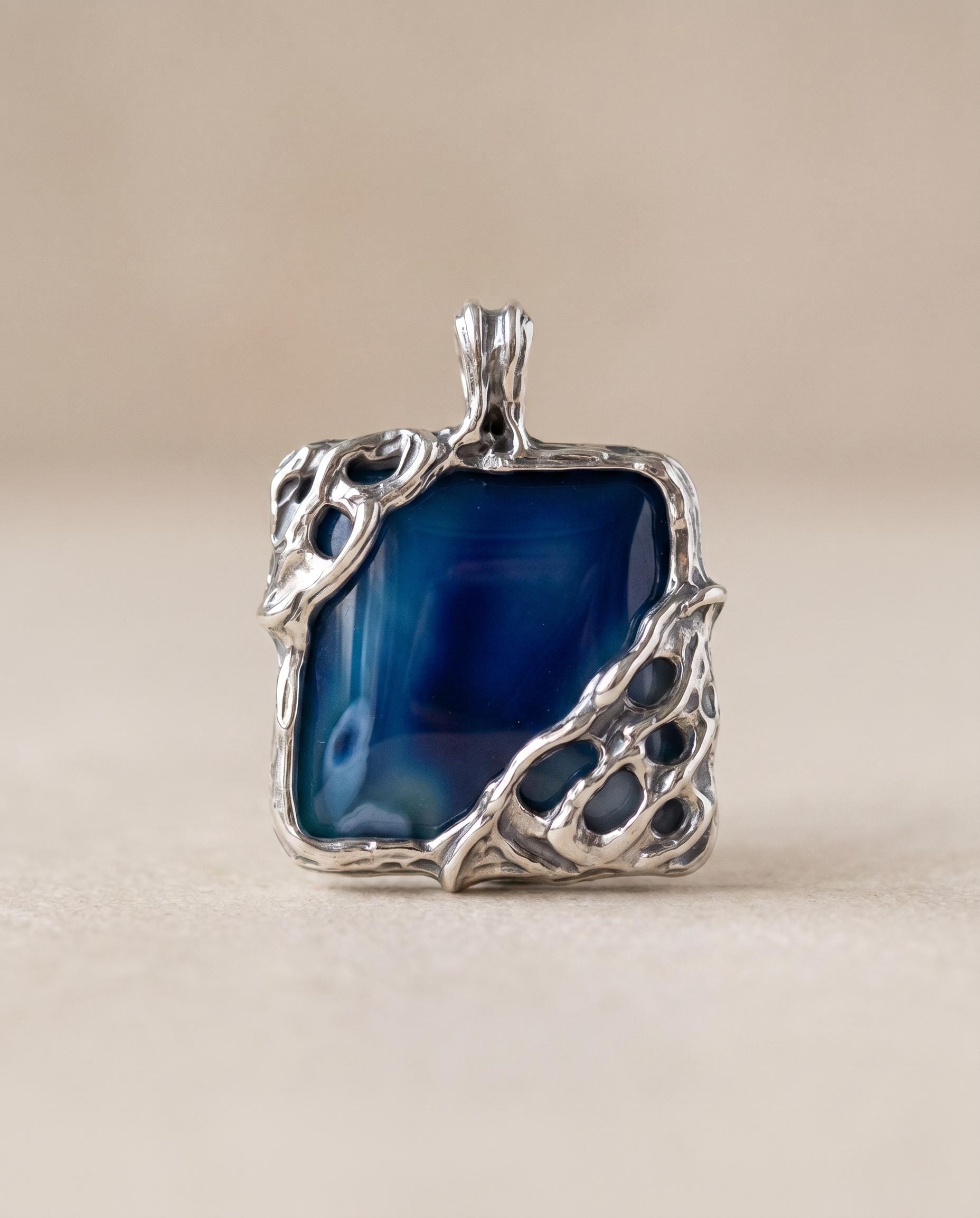 Monique Sterling Silver Blue Agate Pendant