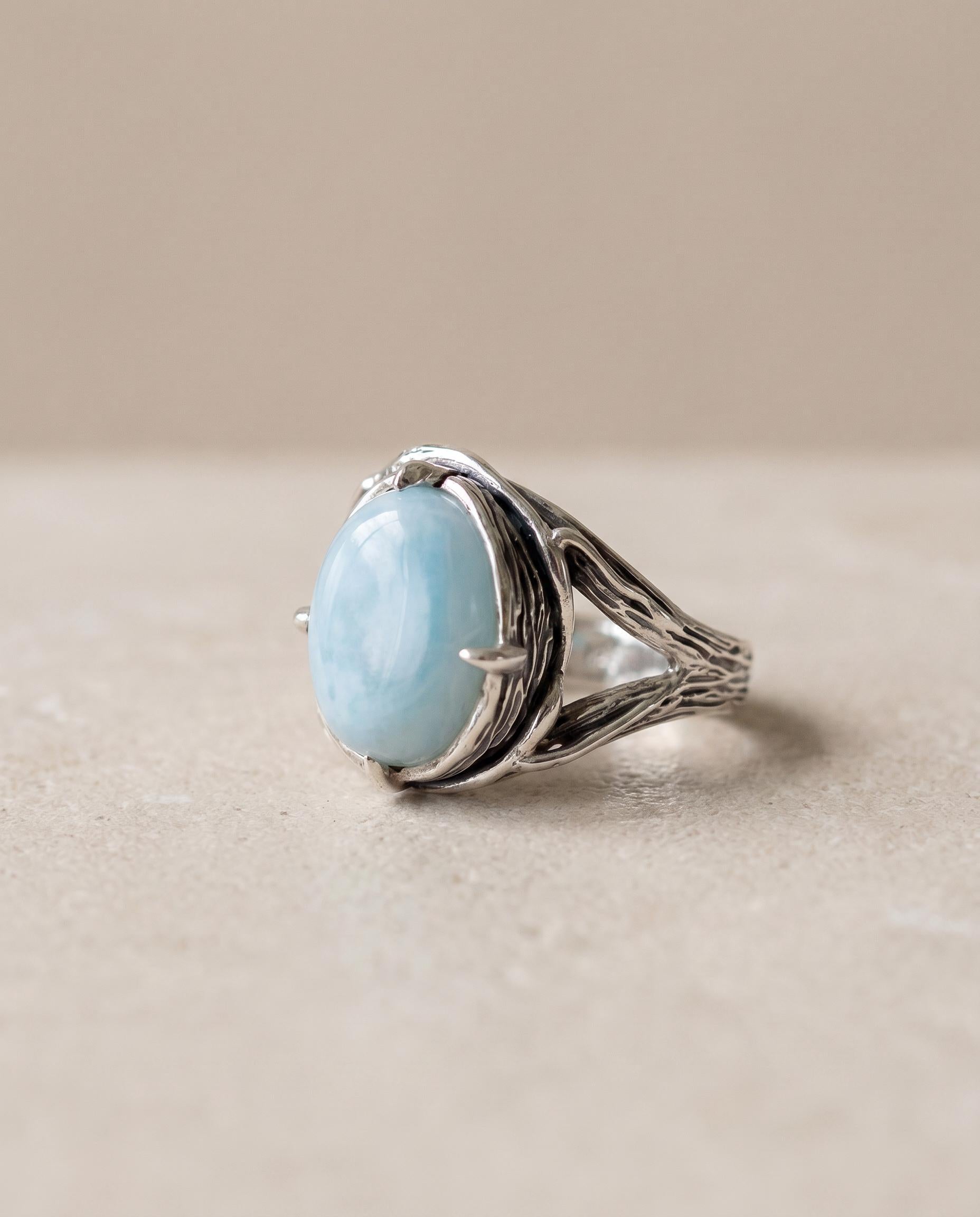 Dominique Sterling Silver Blue Opal Ring