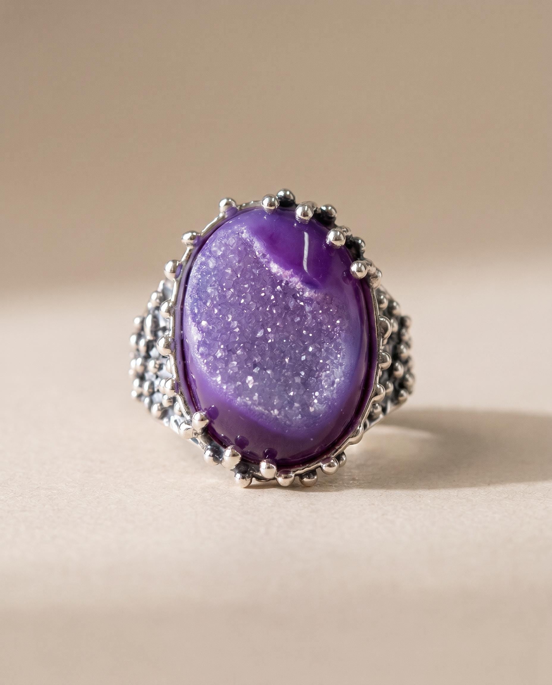 Mireille Sterling Silver Druzy Agate Ring