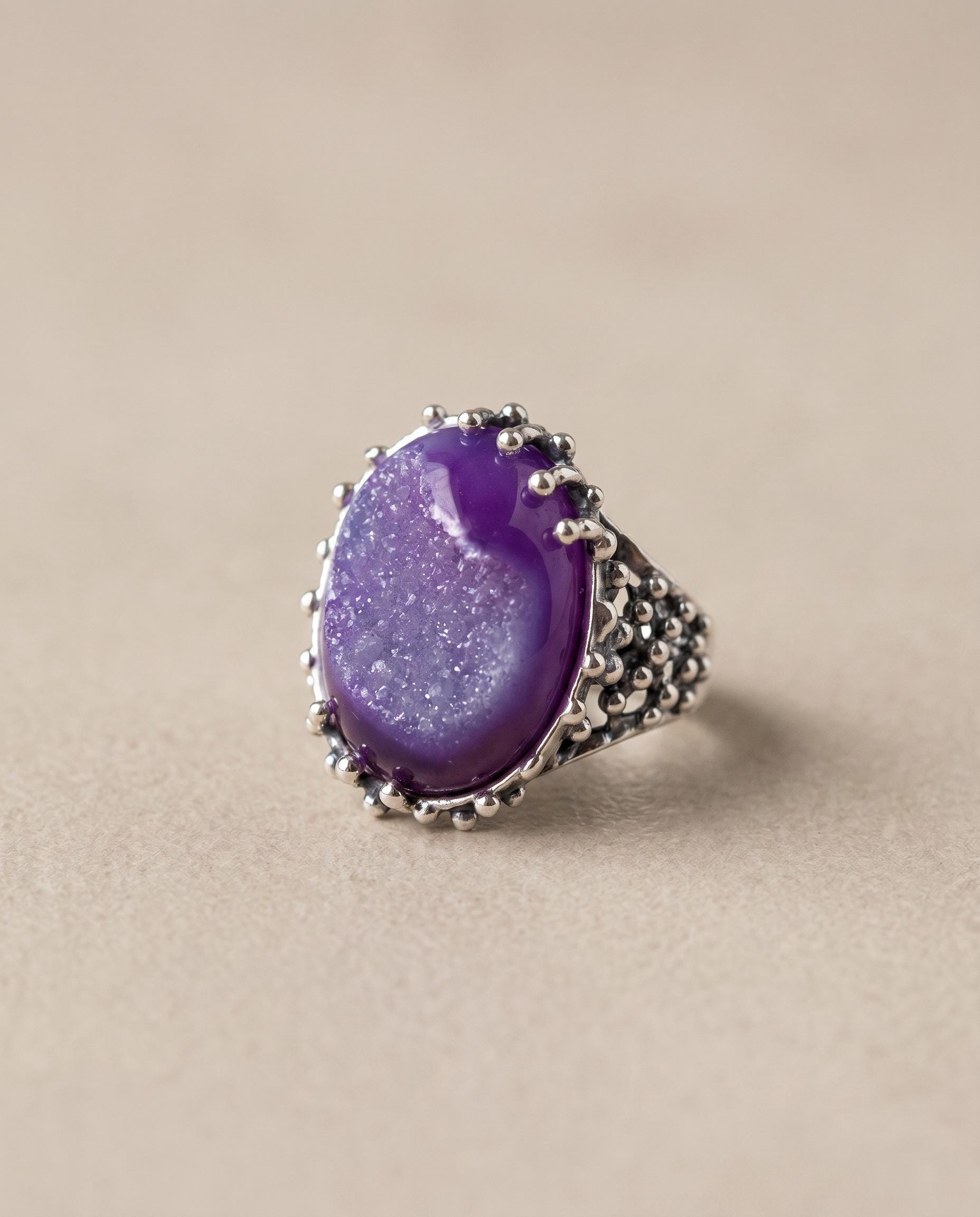 Mireille Sterling Silver Druzy Agate Ring