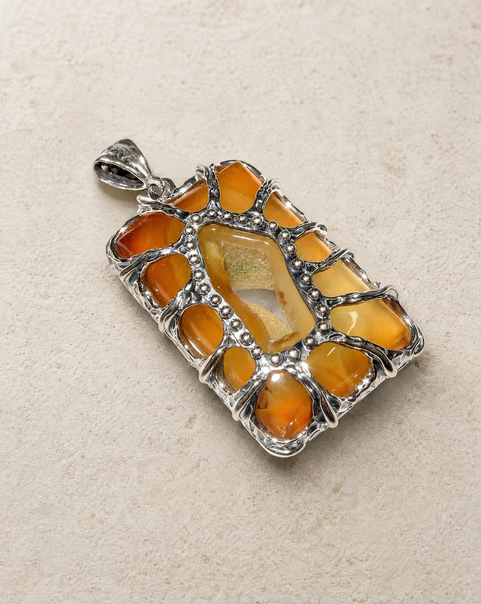 Aurelie Sterling Silver Druzy Agate Pendant