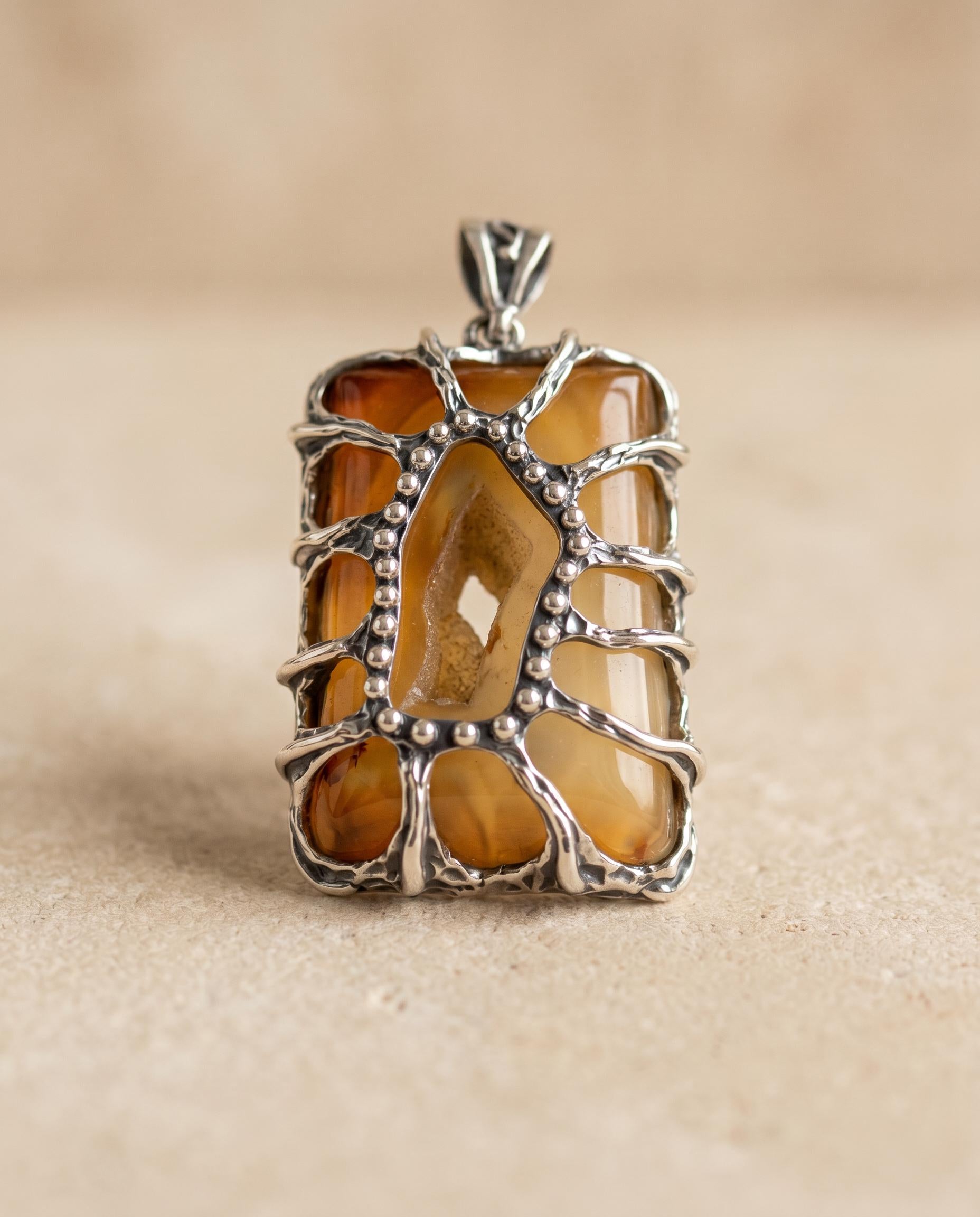 Aurelie Sterling Silver Druzy Agate Pendant