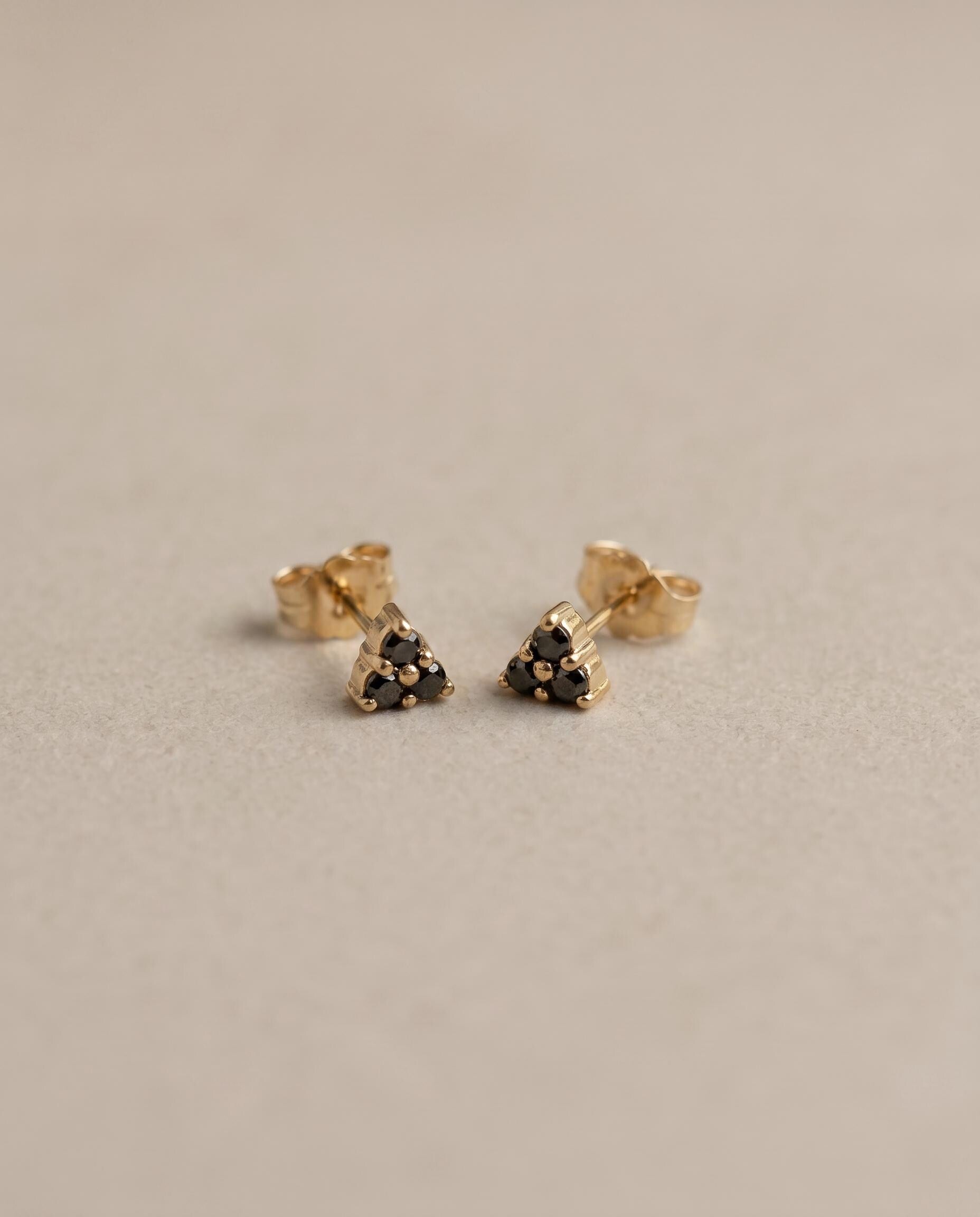 Trinity 14K Gold Black Diamonds Studs