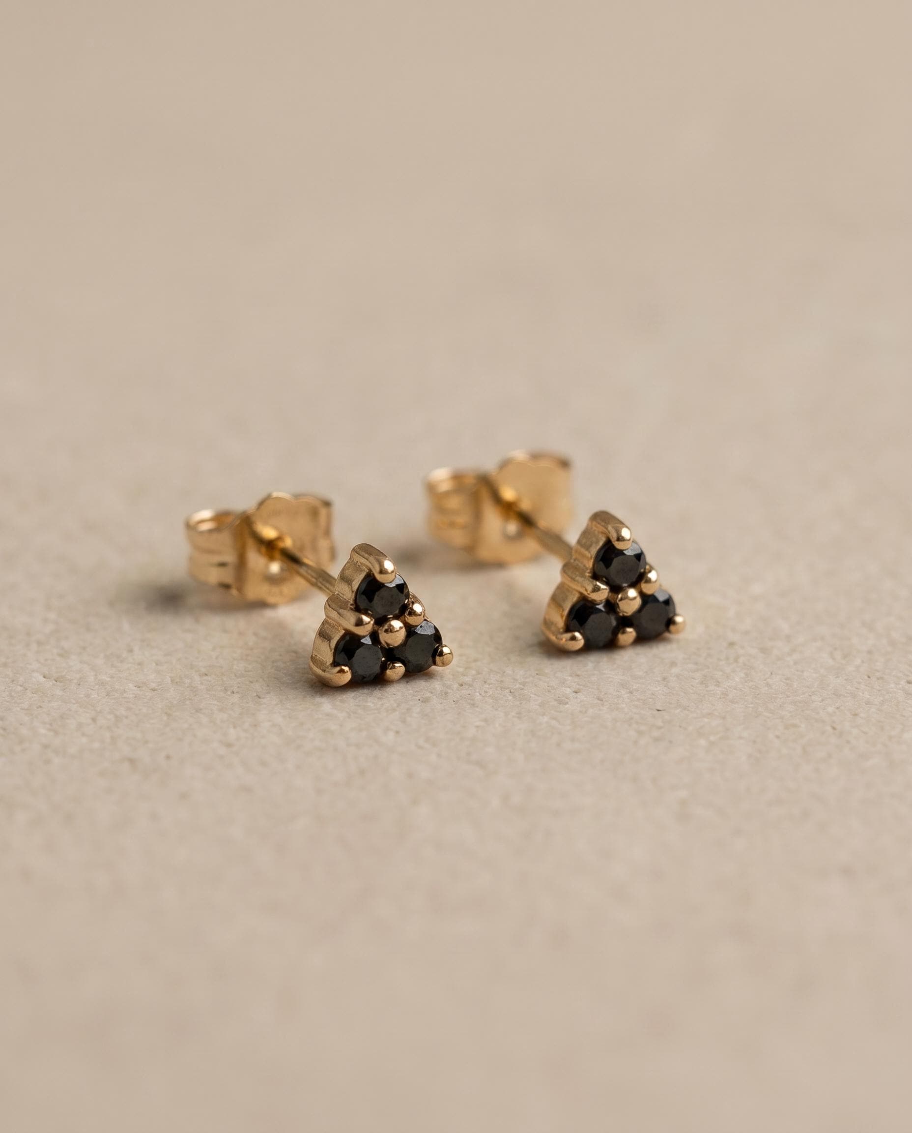 Trinity 14K Gold Black Diamonds Studs
