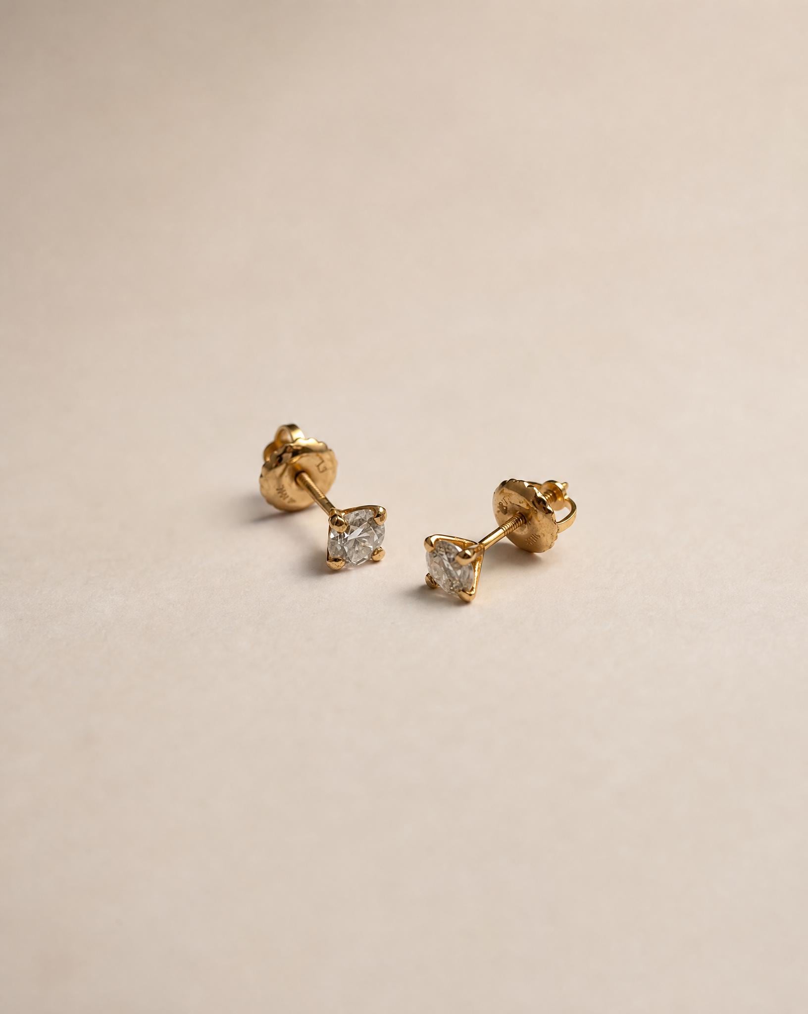 14k Gold Moissanite Threader Earrings: Minimalist Solitaire, Secure Screw-Back
