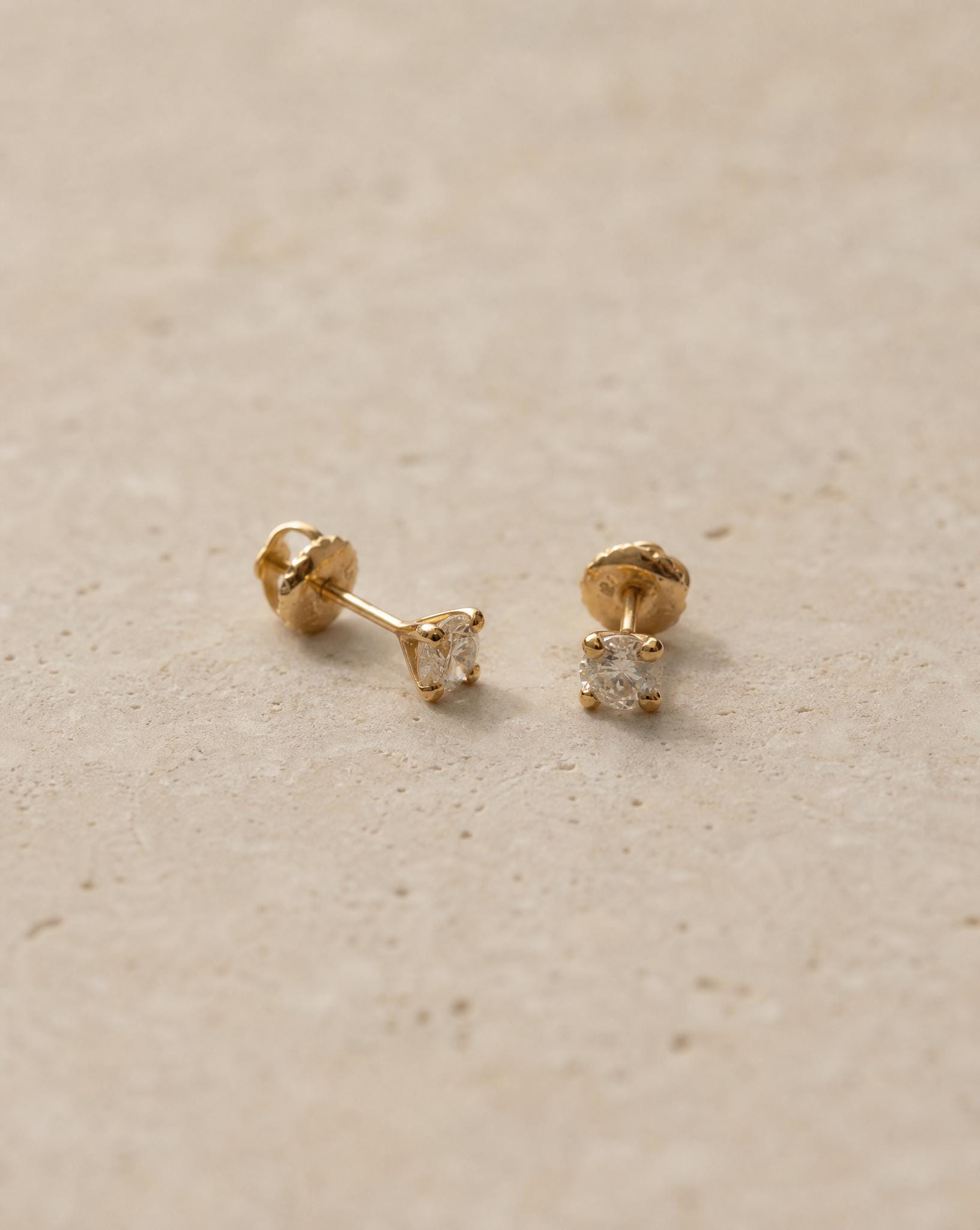 14k Gold Moissanite Threader Earrings: Minimalist Solitaire, Secure Screw-Back