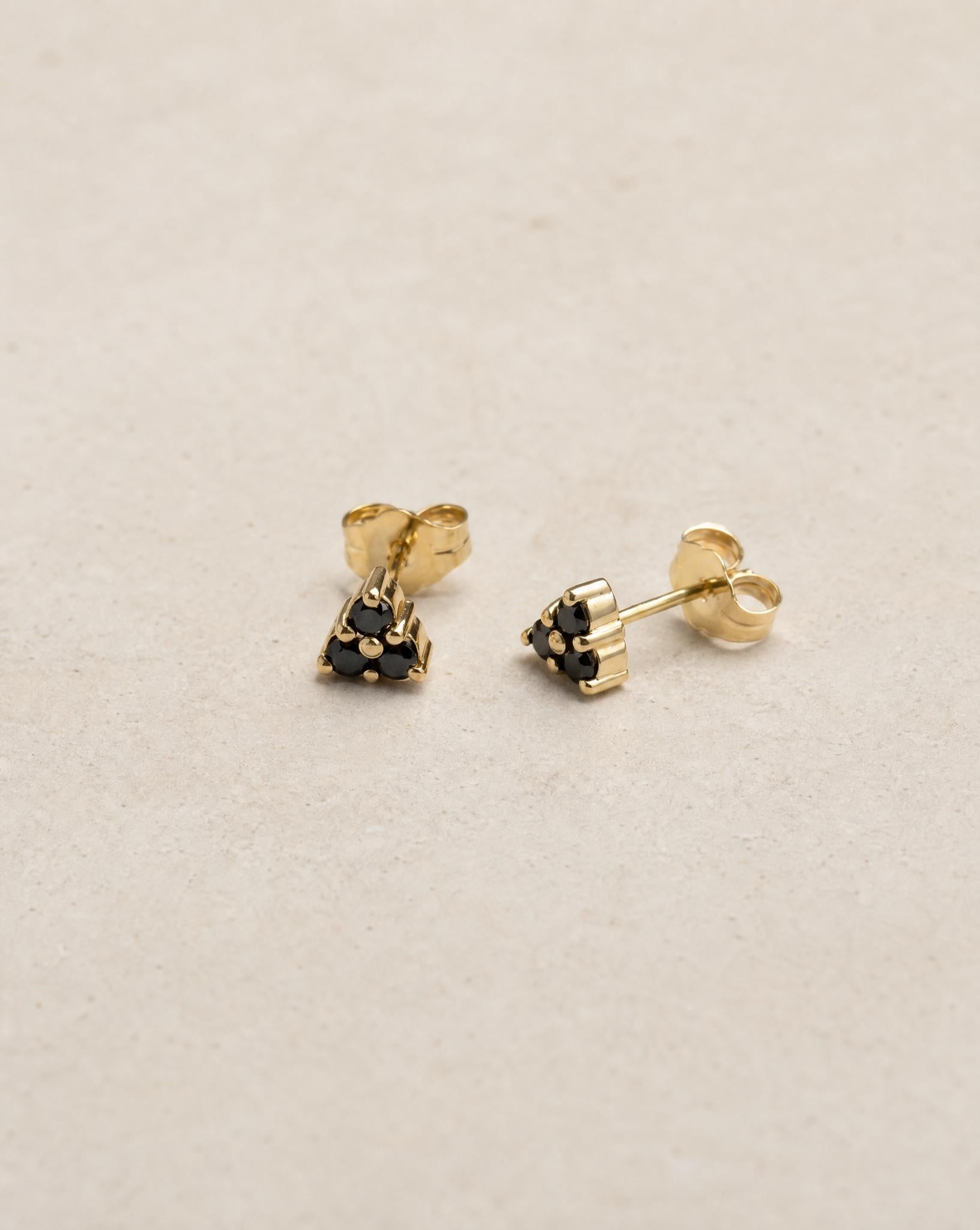 Trinity 14K Gold Black Diamonds Studs