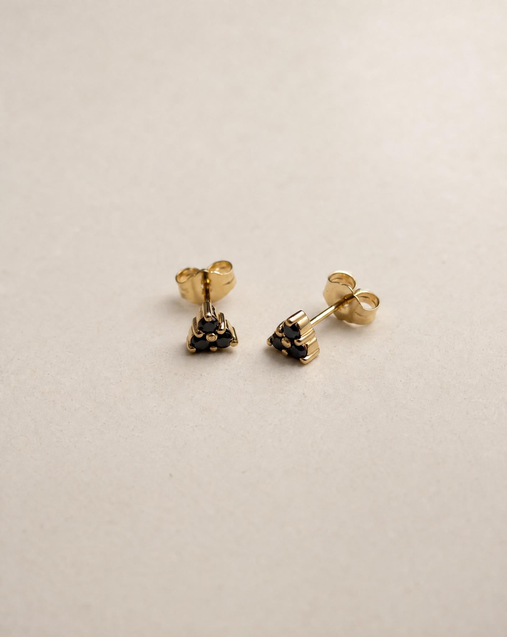 Trinity 14K Gold Black Diamonds Studs