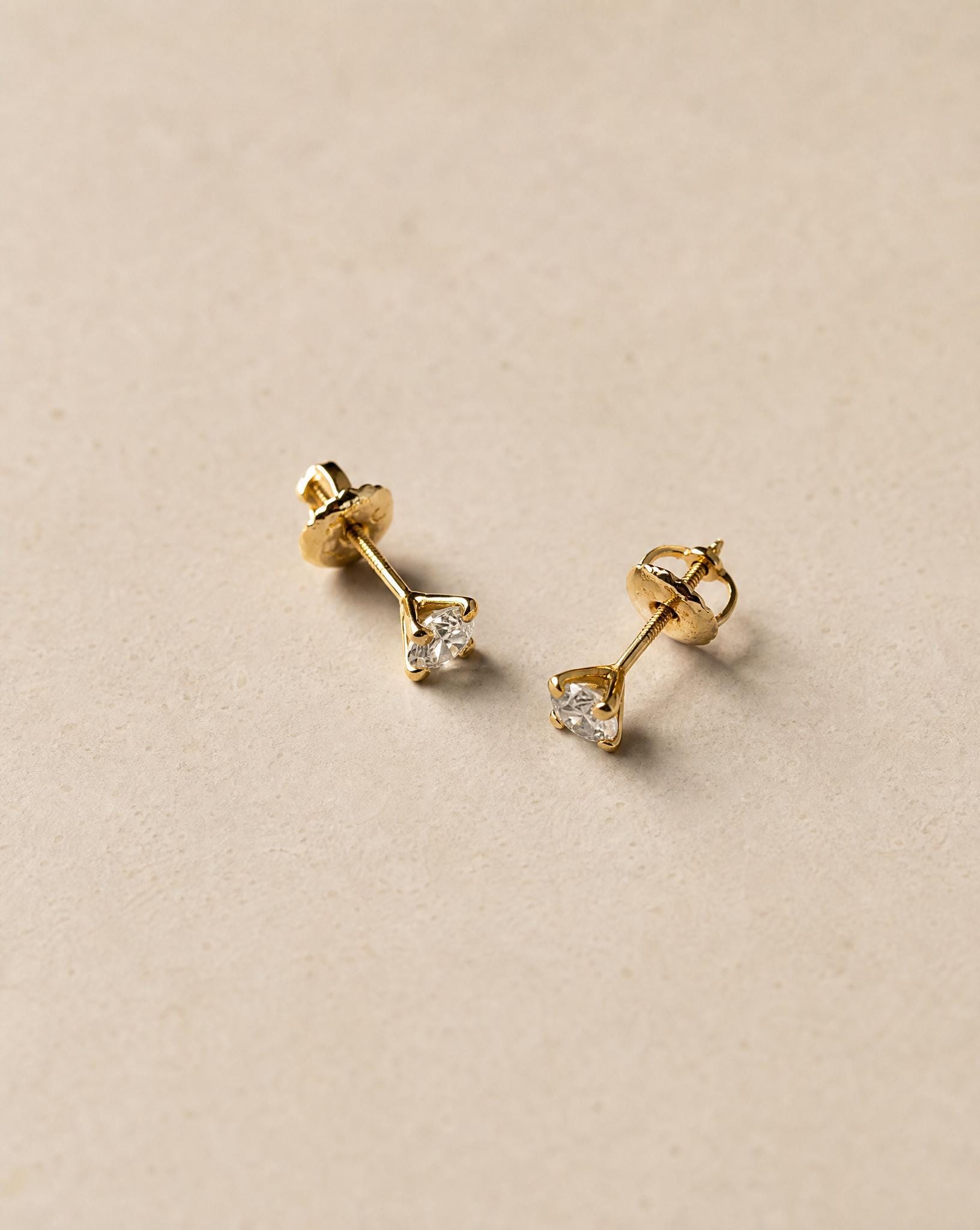 14k Gold Moissanite Threader Earrings: Minimalist Solitaire, Secure Screw-Back